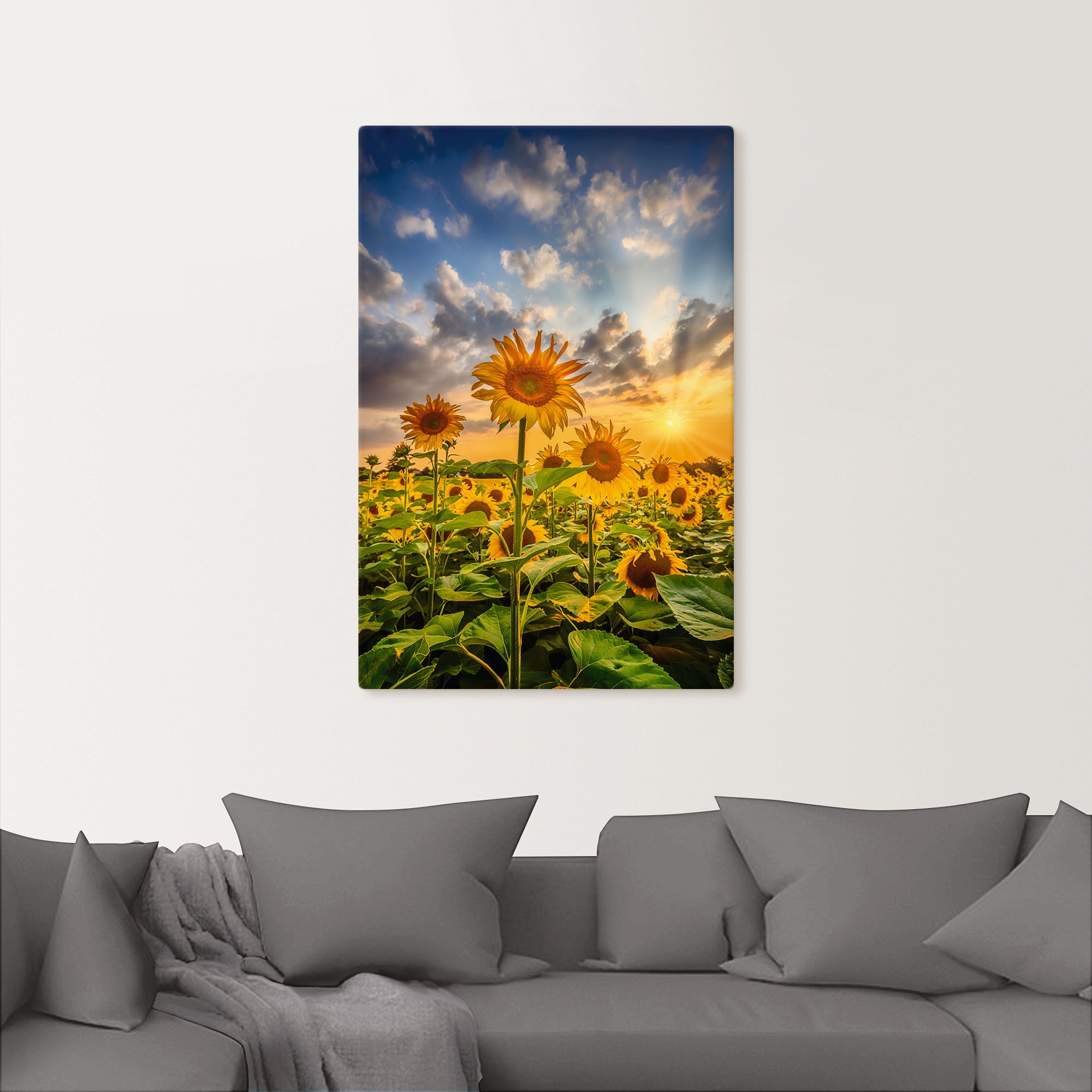 Artland Wandbild »Sonnenblumen im Sonnenuntergang«, Blumenbilder, (1 St.), als Leinwandbild, Poster in verschied. Größen