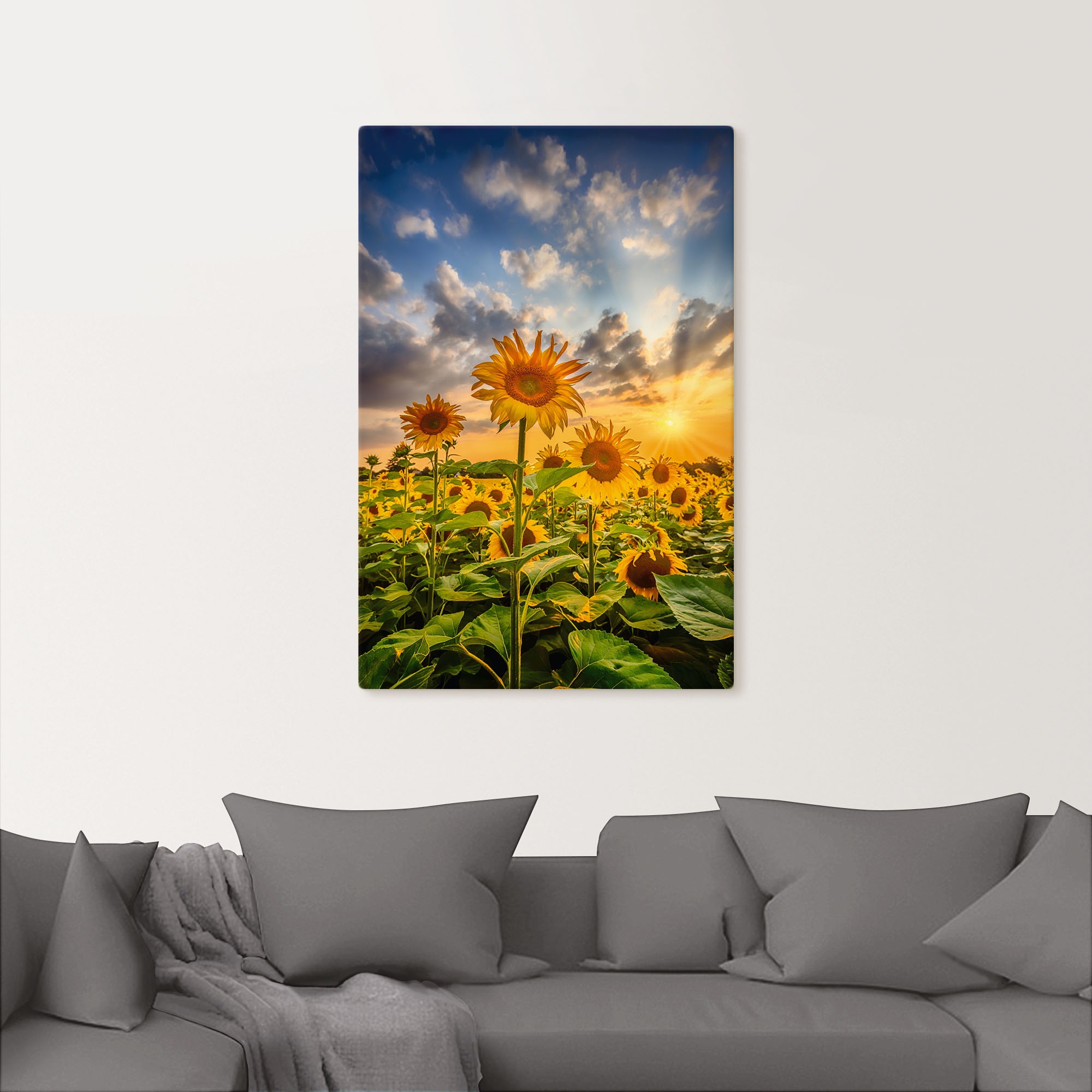 Artland Wandbild »Sonnenblumen im Sonnenuntergang« Blumenbilder 1 Stk. tlg. günstig online kaufen