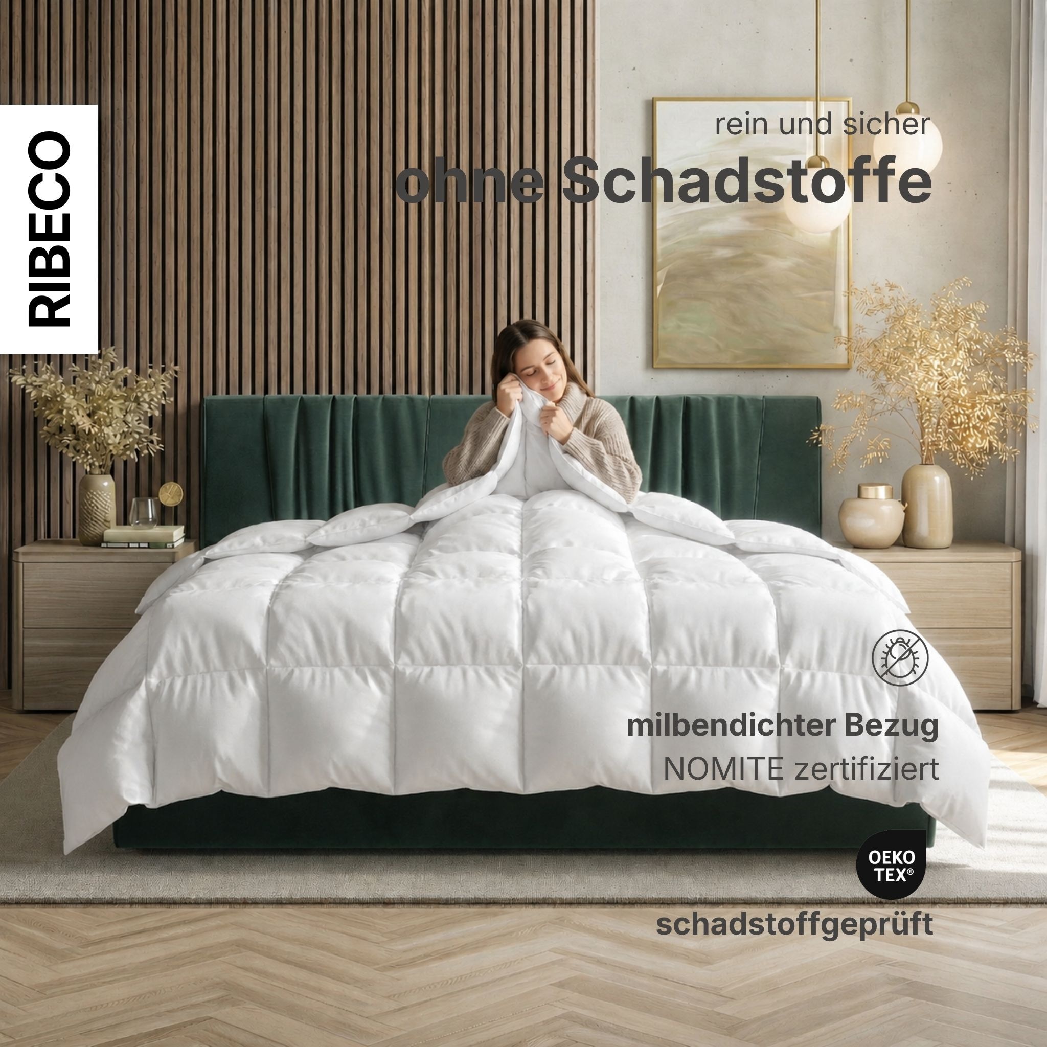 RIBECO Federbettdecke »Laram, Bettdecken für Sommer oder Winter, Made in Germany« leicht Füllung 90 % Federn, 10 % Daunen 1 Stk. tlg. Super Preis-Leistung, Bettdecke 135x200 cm oder 155x220 cm, Decke