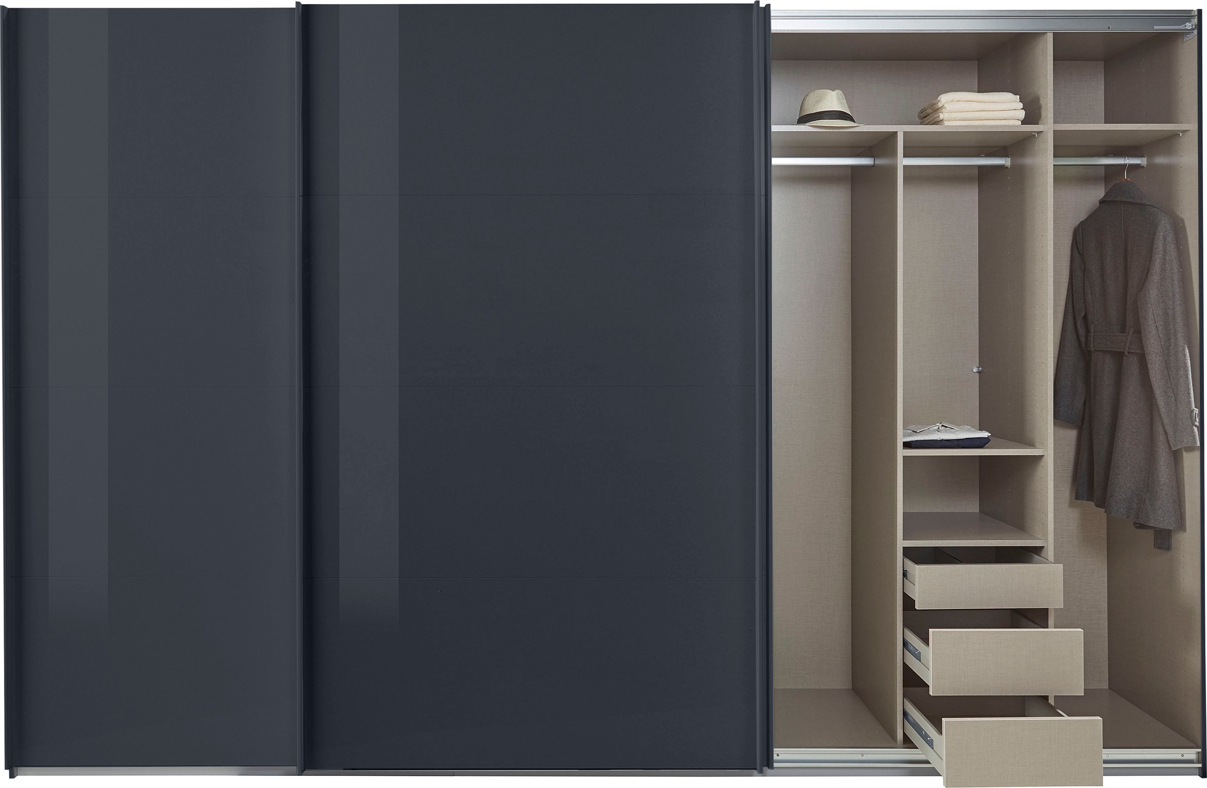 rauch Schwebetürenschrank »Kleiderschrank Schrank Garderobe TOPSELLER OTELI inkl. Inneneinteilung«, mit 3 Innenschubladen sowie zusätzlichen Einlegeböden MADE IN GERMANY