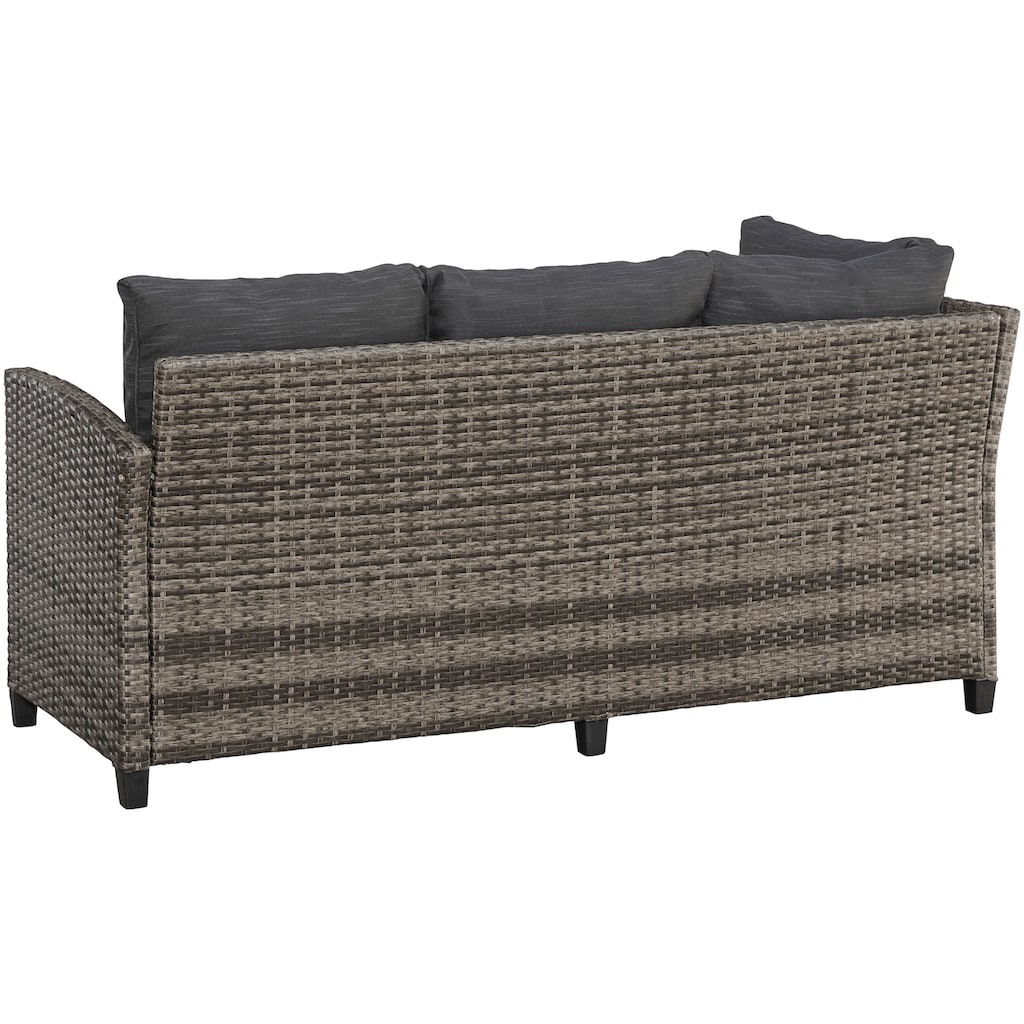 KONIFERA Gartenlounge-Set »Rotterdam«, (Set, 20 tlg., 3x 3er Sofa, 2x Hocker, 1x Tisch 120x82x67cm, inkl. Auflagen), Polyrattan, Stahl, Tischplatte aus Nonwood, geeignet für 11 Personen