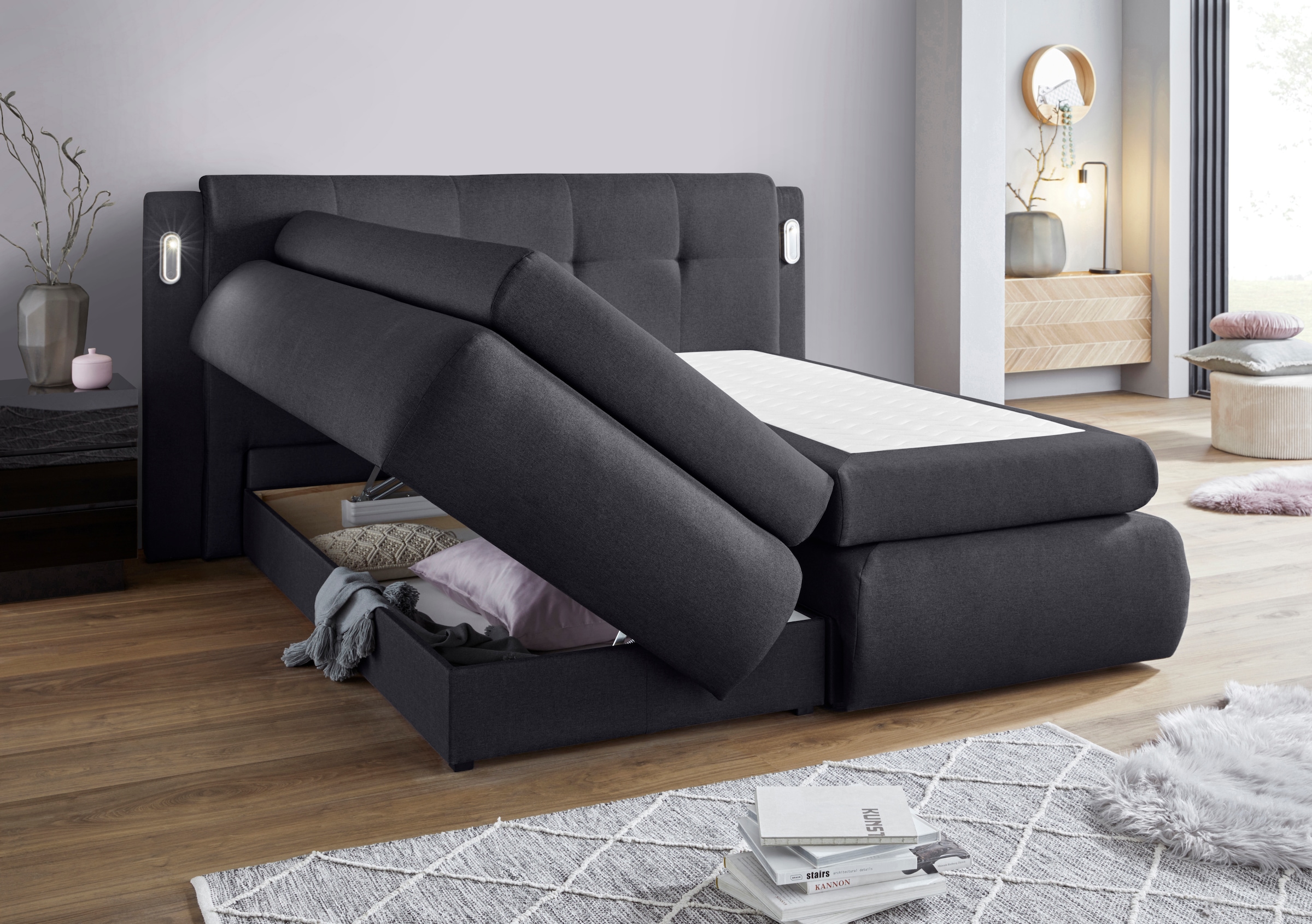 9. Bild von COLLECTION AB Boxspringbett »Borna«, inklusive Bettkasten, LED-Beleuchtung und Topper