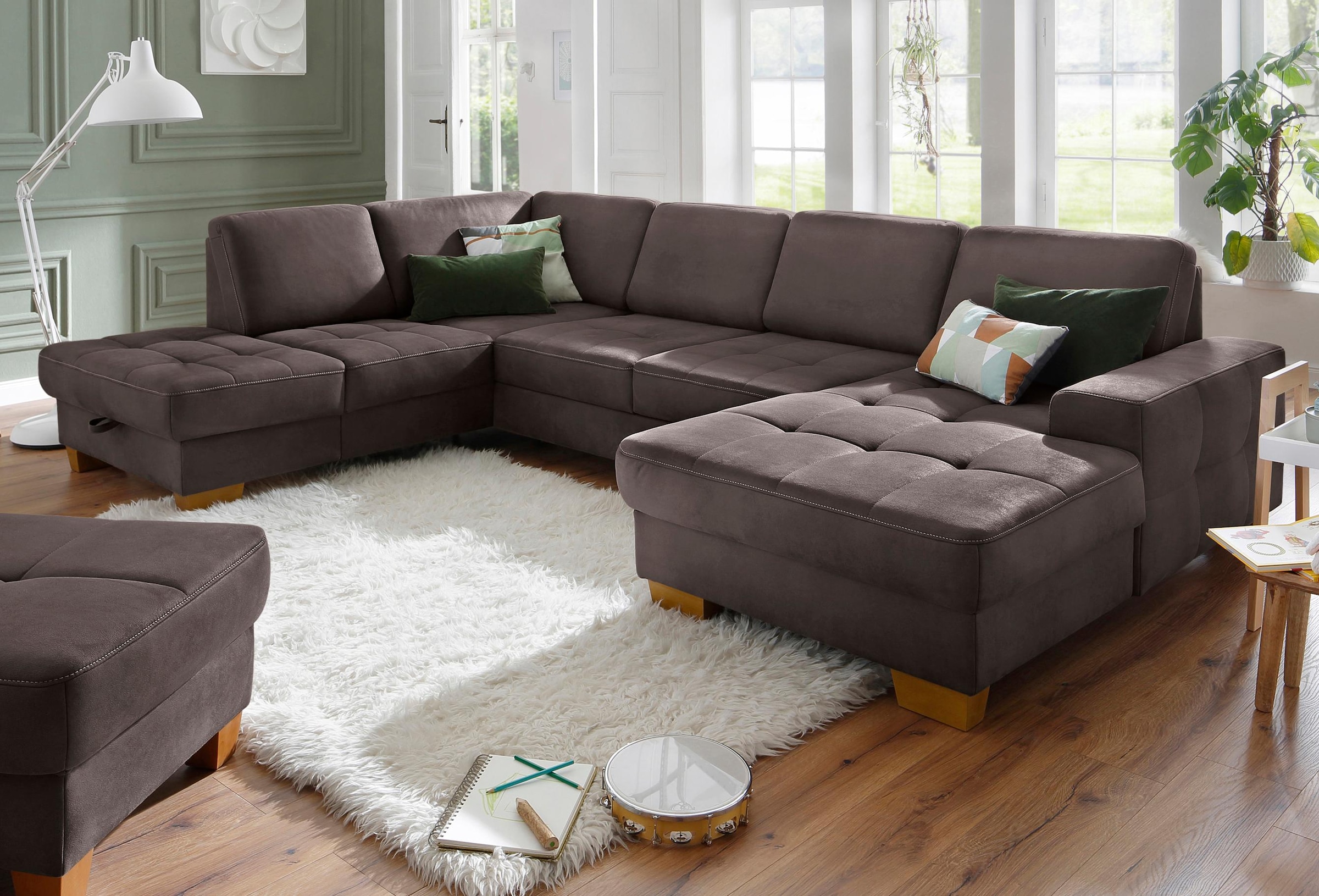 Home affaire Wohnlandschaft »Puccini U-Form« mit Federkern, Sitztiefenverst günstig online kaufen