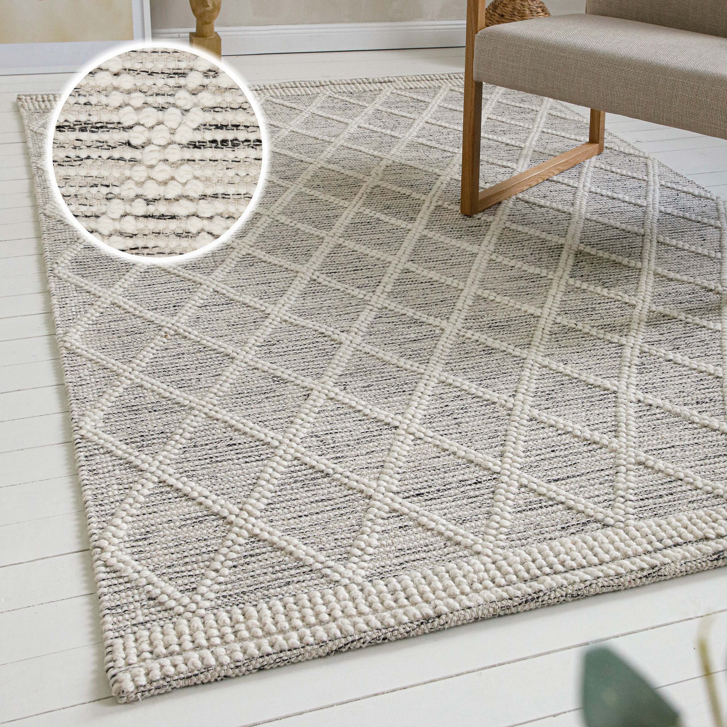 my home Teppich »Jeppe«, rechteckig, 8 mm Höhe, 70% Wolle, handgewebt, Raut günstig online kaufen