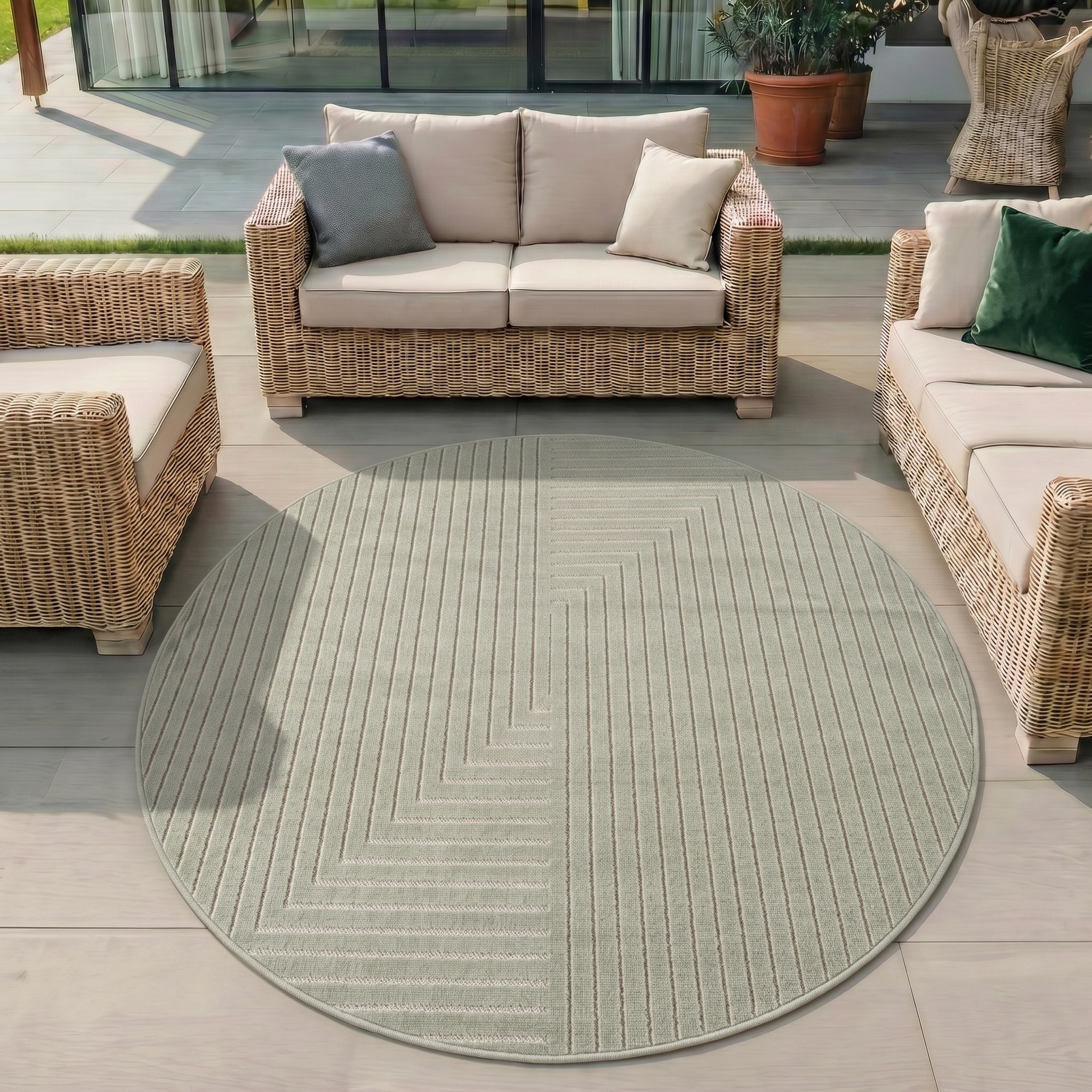 Ayyildiz Teppiche Outdoorteppich »NOVA 1202  , auch als Läufer und Rund« rund 8 mm Höhe Material aus schmutzabweisendem Polypropylen, In-/Outdoor geeignet