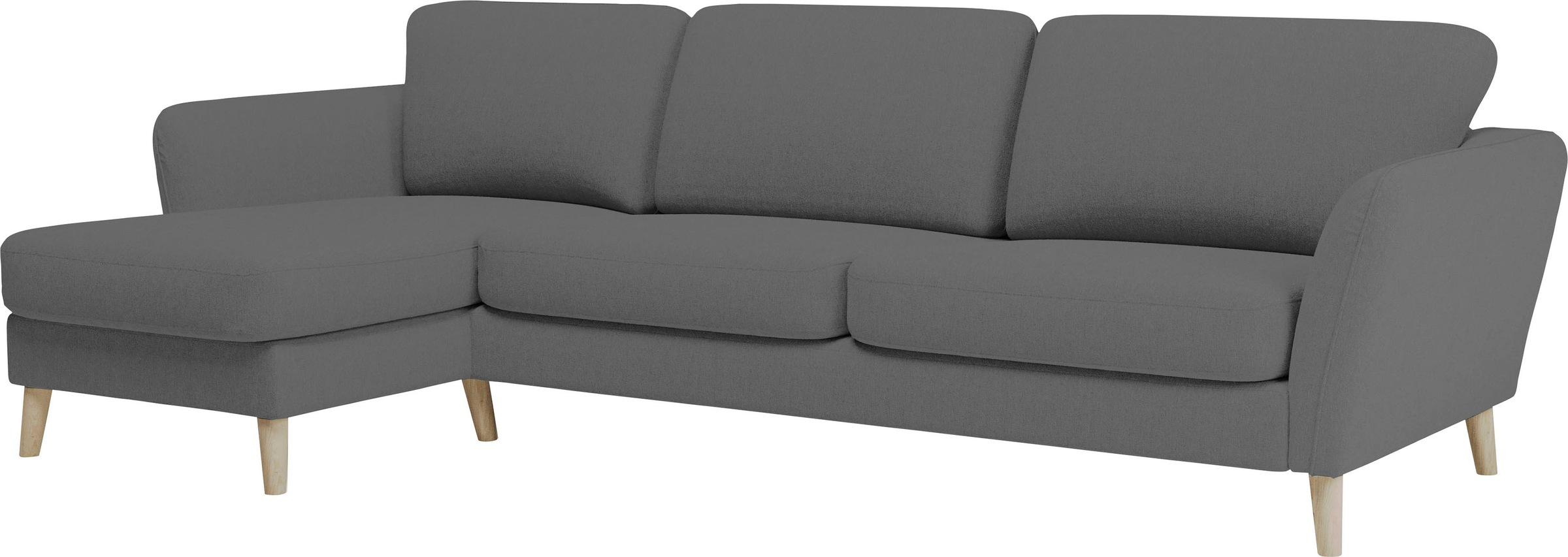 Home affaire Ecksofa »MARSEILLE (279/152cm),L-Form, Rec. rechts/links, verschiedene Bezüge«, Massivholzbeine Eiche, Landhausstil, Wellenunterfederung