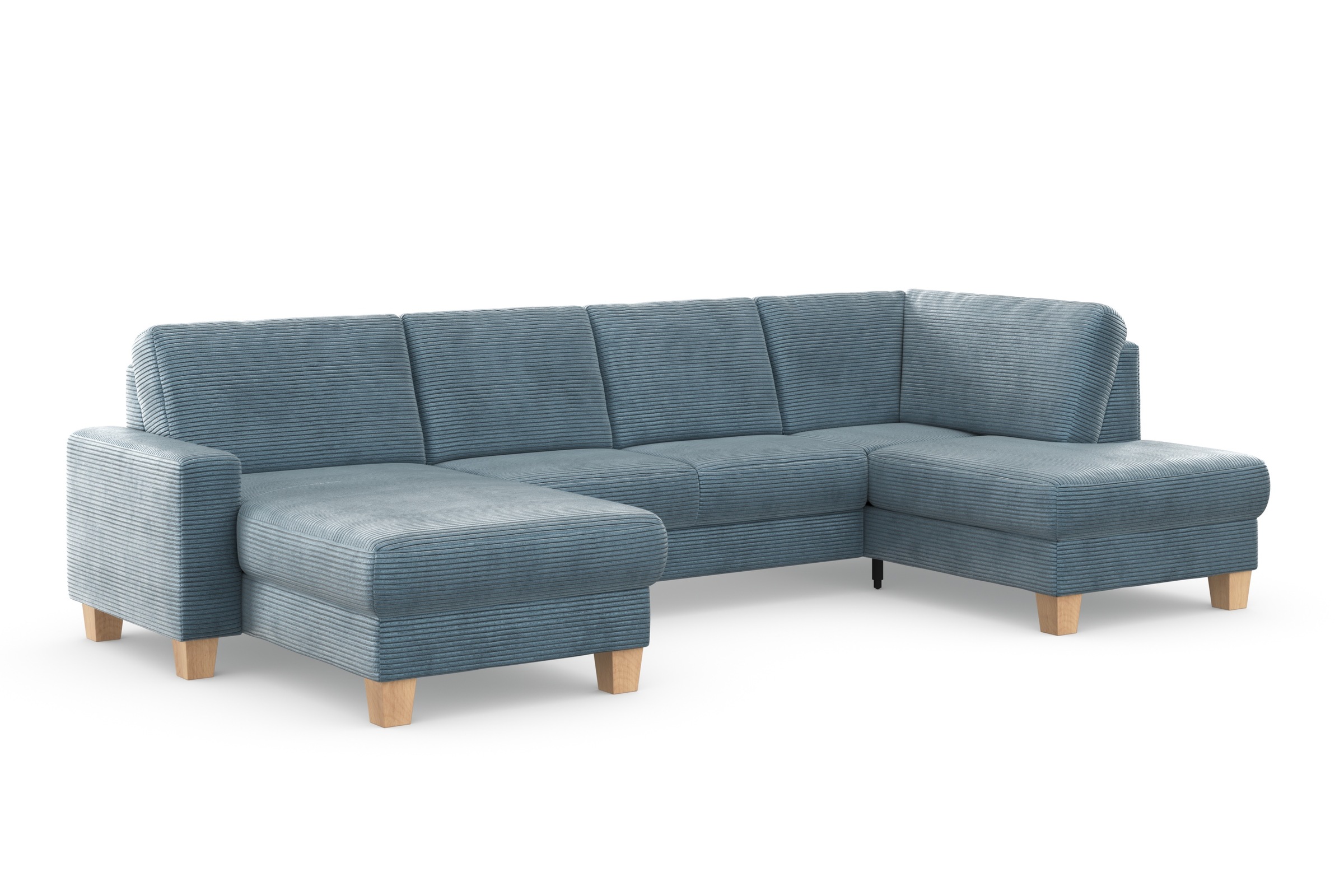 Home affaire Wohnlandschaft »Summer U-Form« mit oder ohne Bettfunktion und Bettkasten, Cord-Bezug