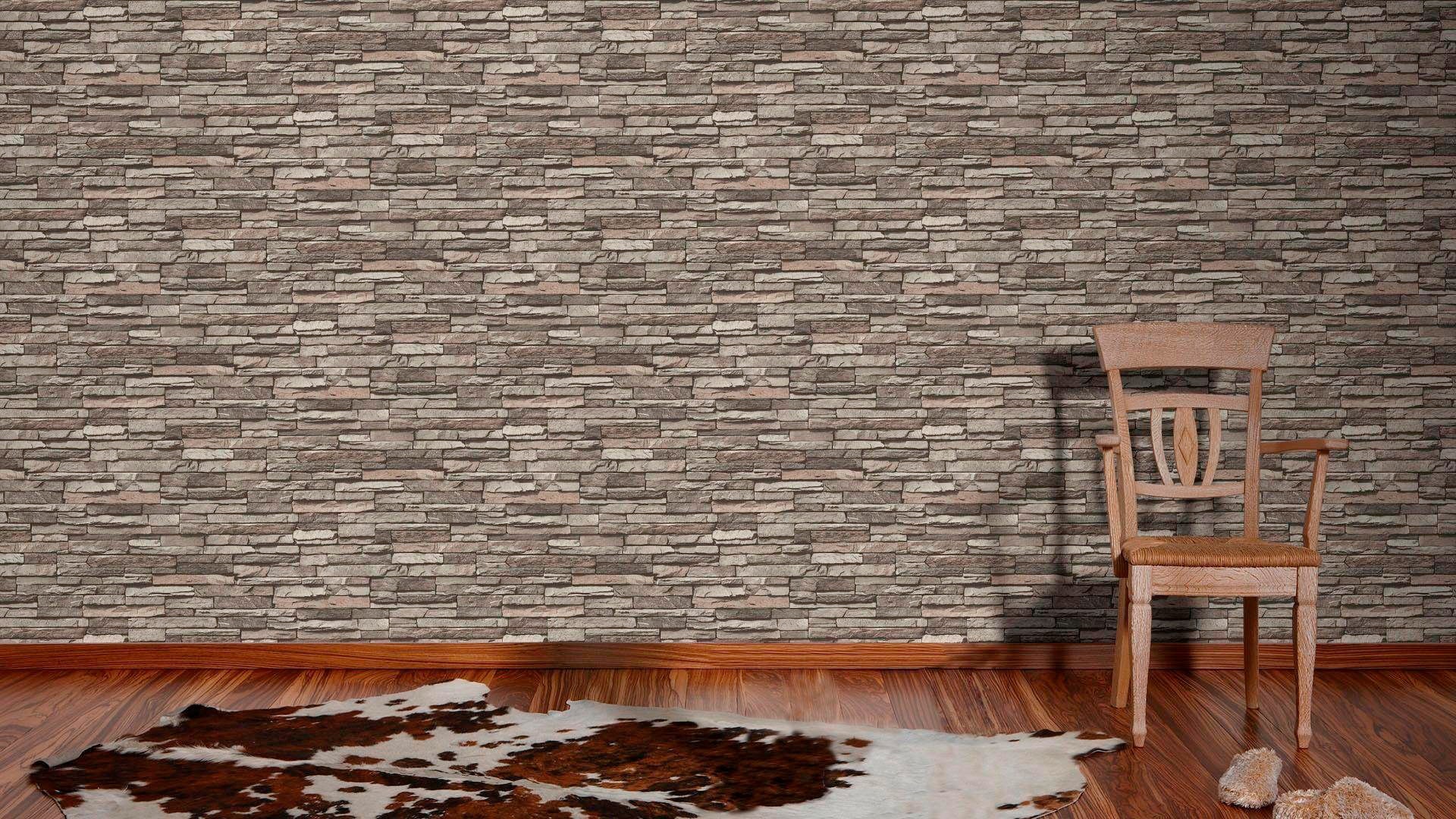 living walls Vliestapete »Best of Wood`n Stone 2nd Edition«, Steinoptik-gemustert-Motiv, Modern Tapete Stein Tapeten Wohnzimmer Schlafzimmer Küche Flur Design