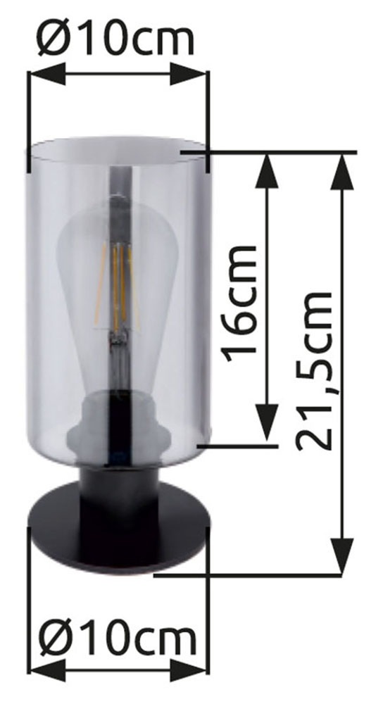 GLOBO LIGHTING Tischleuchte »HADERA« E27 1 Stk. Tischlampe schwarz Glas ø: 100mm, H: 215mm Schlafzimmer