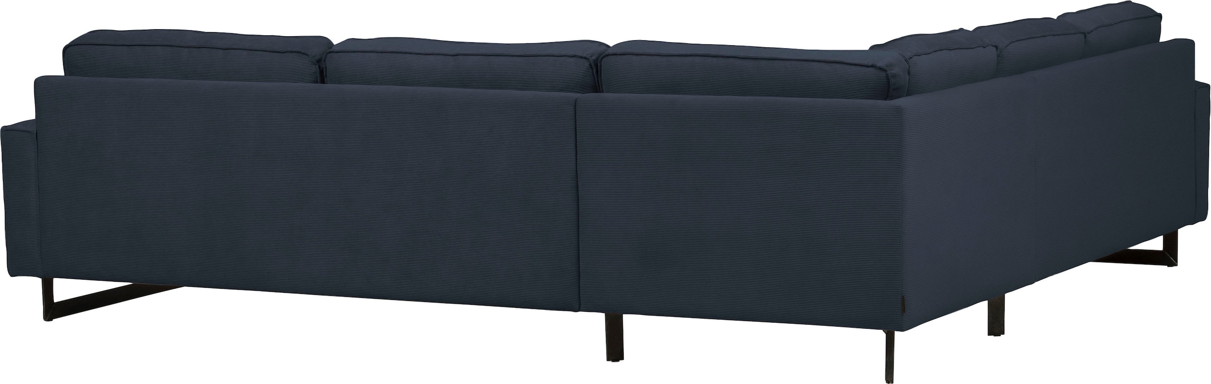 Places of Style Ecksofa »Pinto, XXL, 250/290 cm, langer Schenkel, Ottomane«, Cord, Chenille, Lederoptik, mit Keder, Metallfüße, Wellenunterfederung