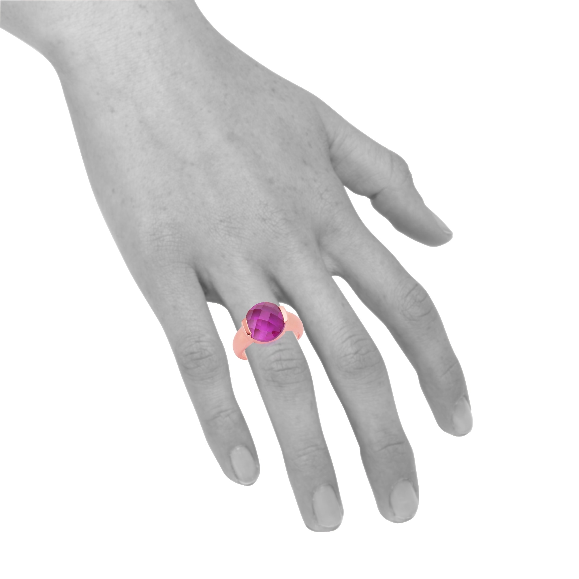 Jamelli Fingerring »Silber 925 rosé-vergoldetz mit pinkem Quarz-Stein (beh.) 12mm«