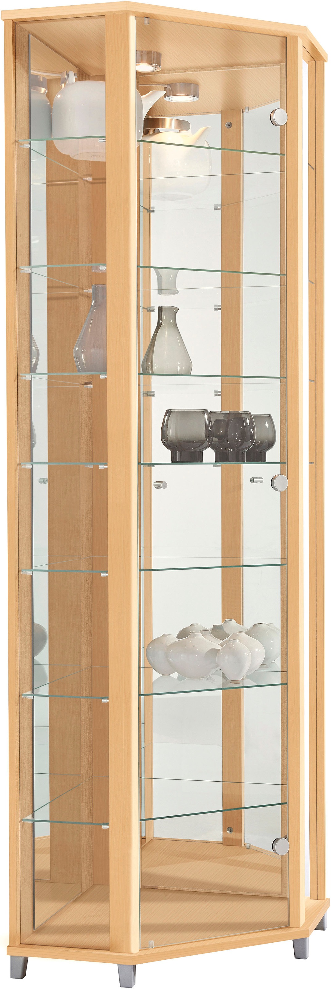 fif möbel Eckvitrine »TRIO Höhe ca. 172 cm, ink. Beleuchtung«, Eckvitrine/G günstig online kaufen