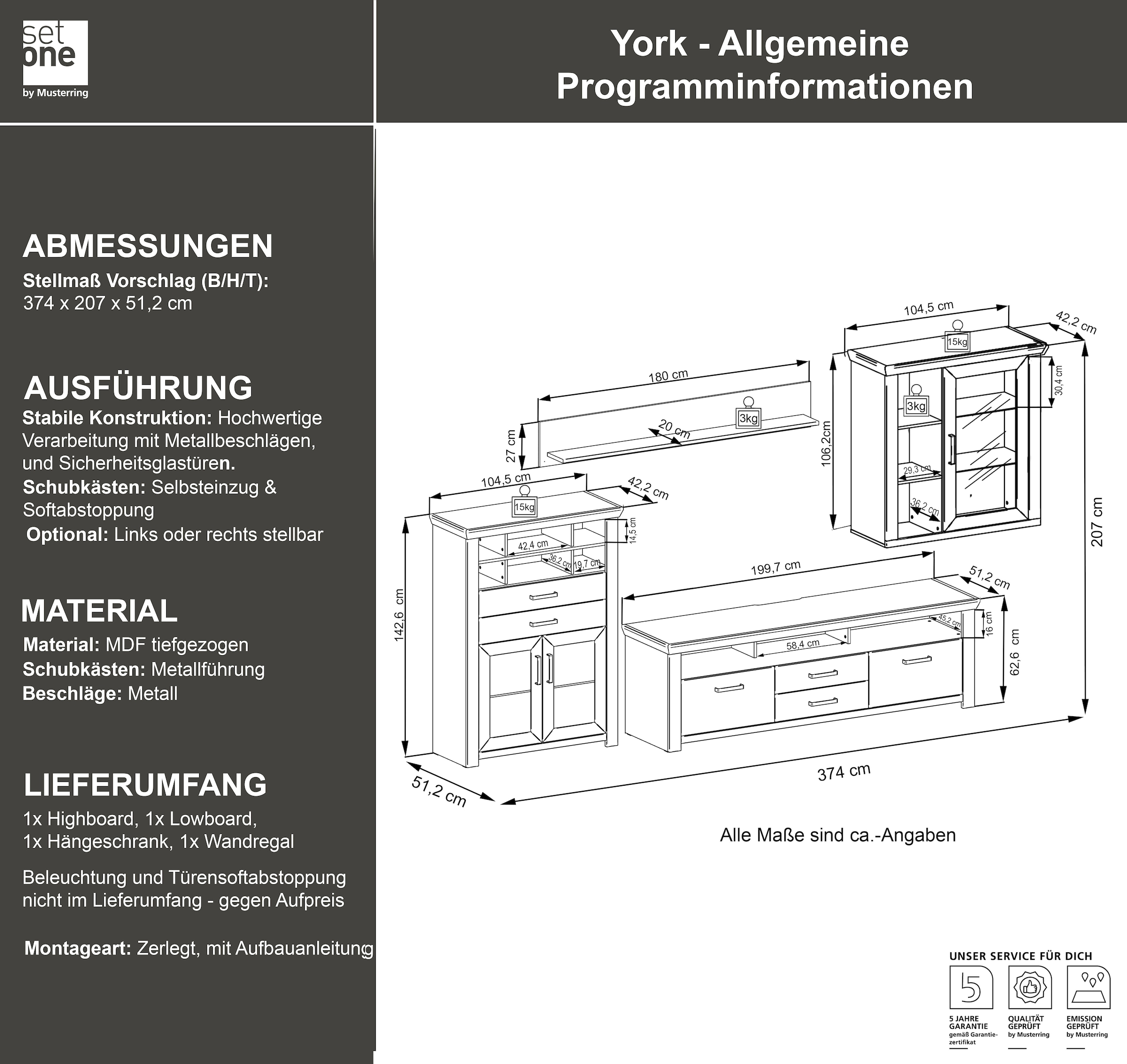 set one by Musterring Wohnwand »York« 4 Stk. tlg.