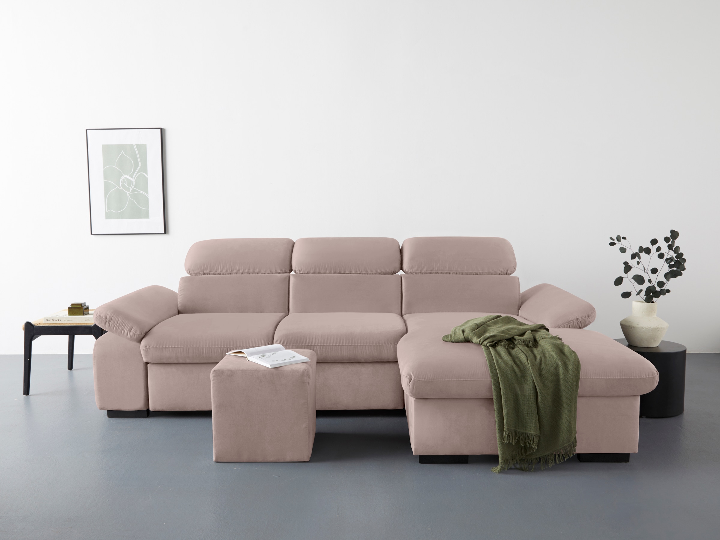 COTTA Ecksofa "Lola L-Form", (Set, mit Hocker), mit Hocker & Kopfteilfunkti günstig online kaufen