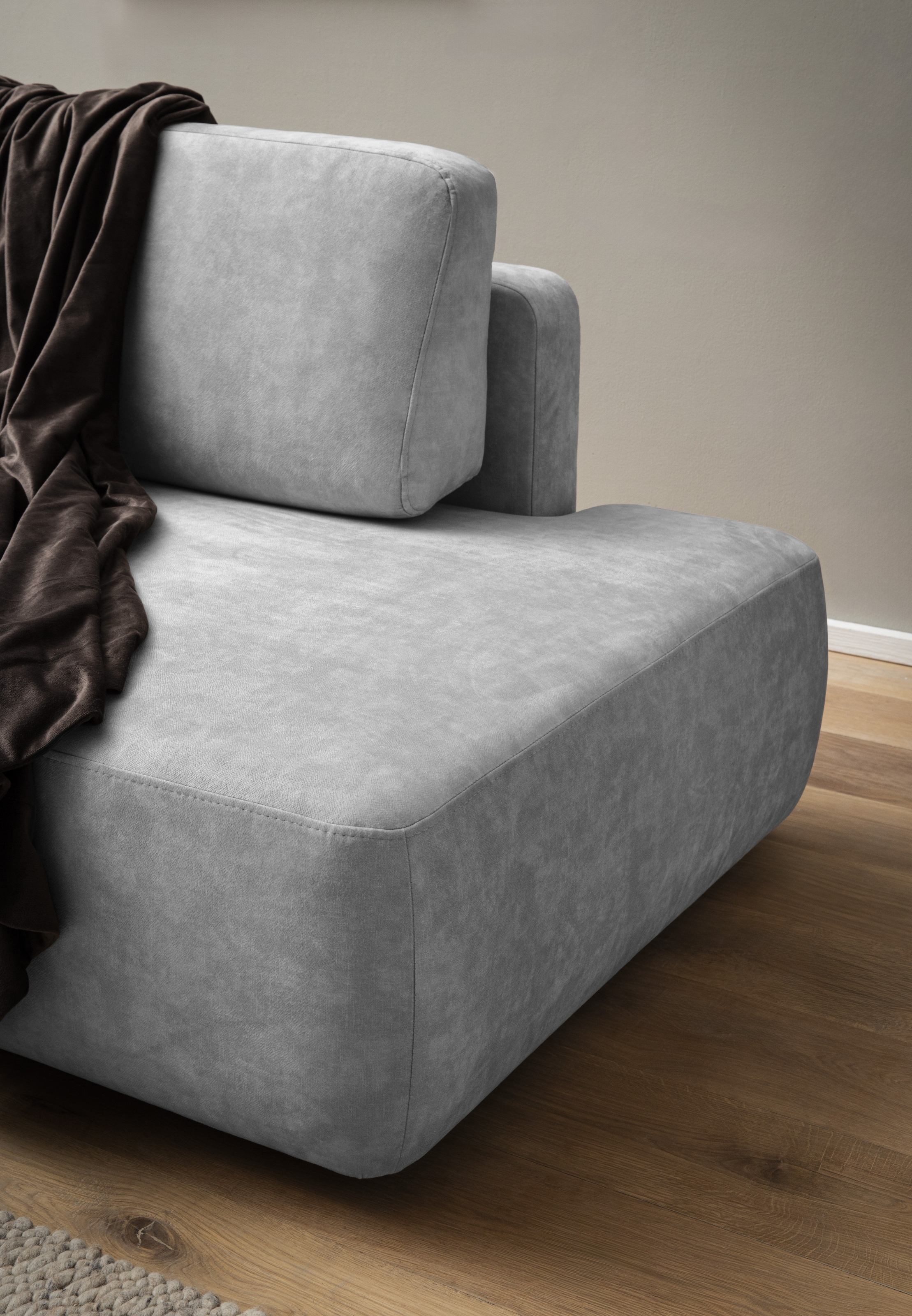INOSIGN Ecksofa »TORGE, Schlafsofa Cord, Samtvelours u. Strukur fein, Couch in L-Form«, Schlaffunktion und Bettkasten, Liegefläche: 210x125 cm, neues Design