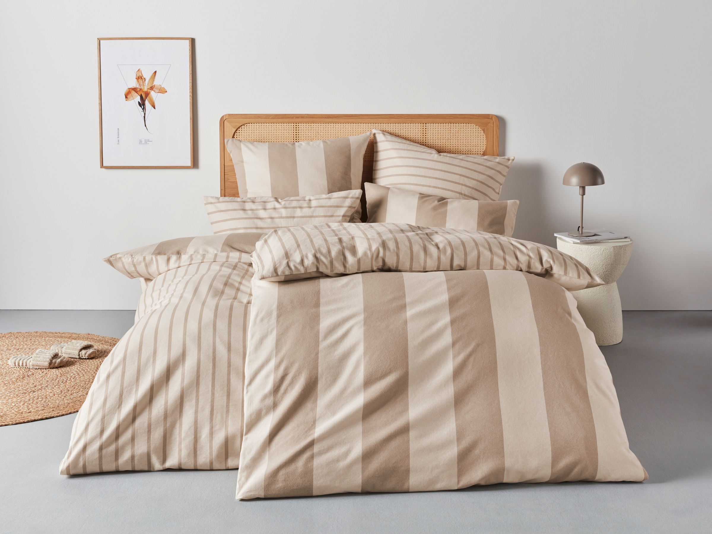 Otto Home Bettwäsche "Sari in verschiedenen Qualitäten", beige, B/L: 135cm x 200cm, 1 Stk., 1 Stk., Linon, B/L: 80cm x 40cm, 2