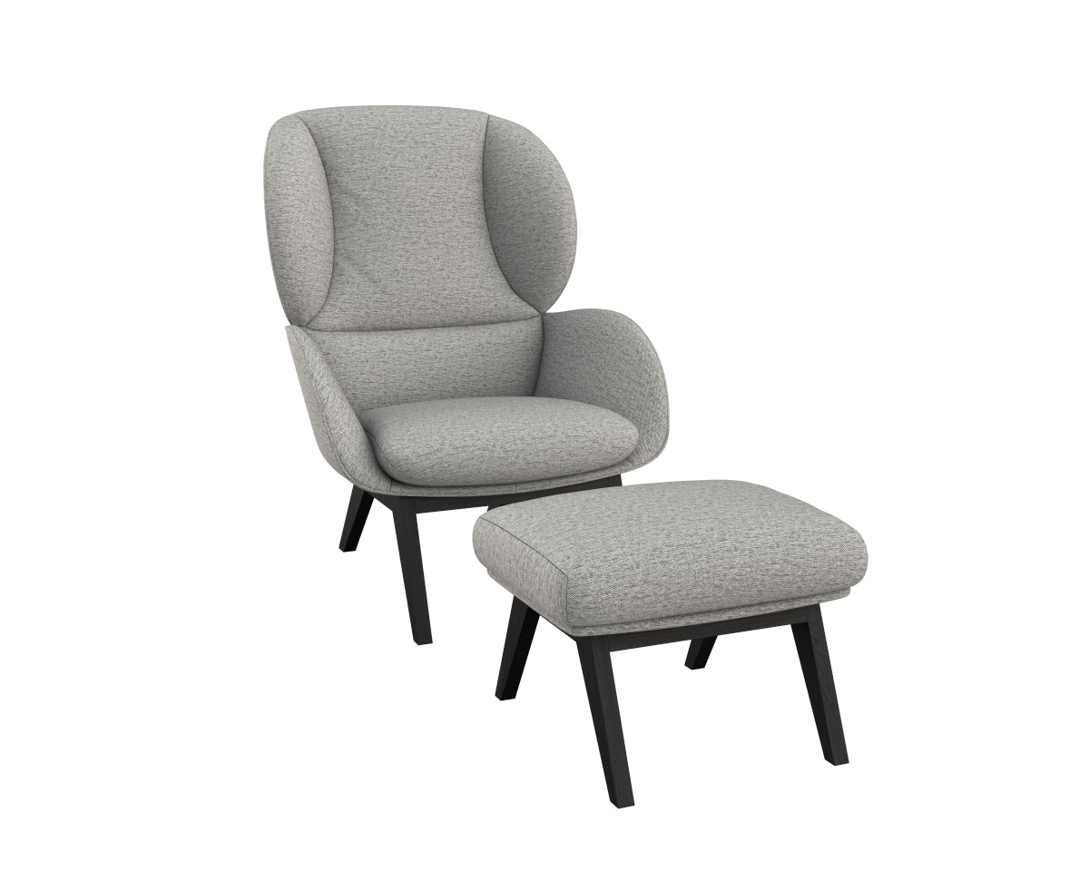 FLEXLUX Polsterhocker »Adria«, Fuß schwarz, Fußhocker für Ohrensessel