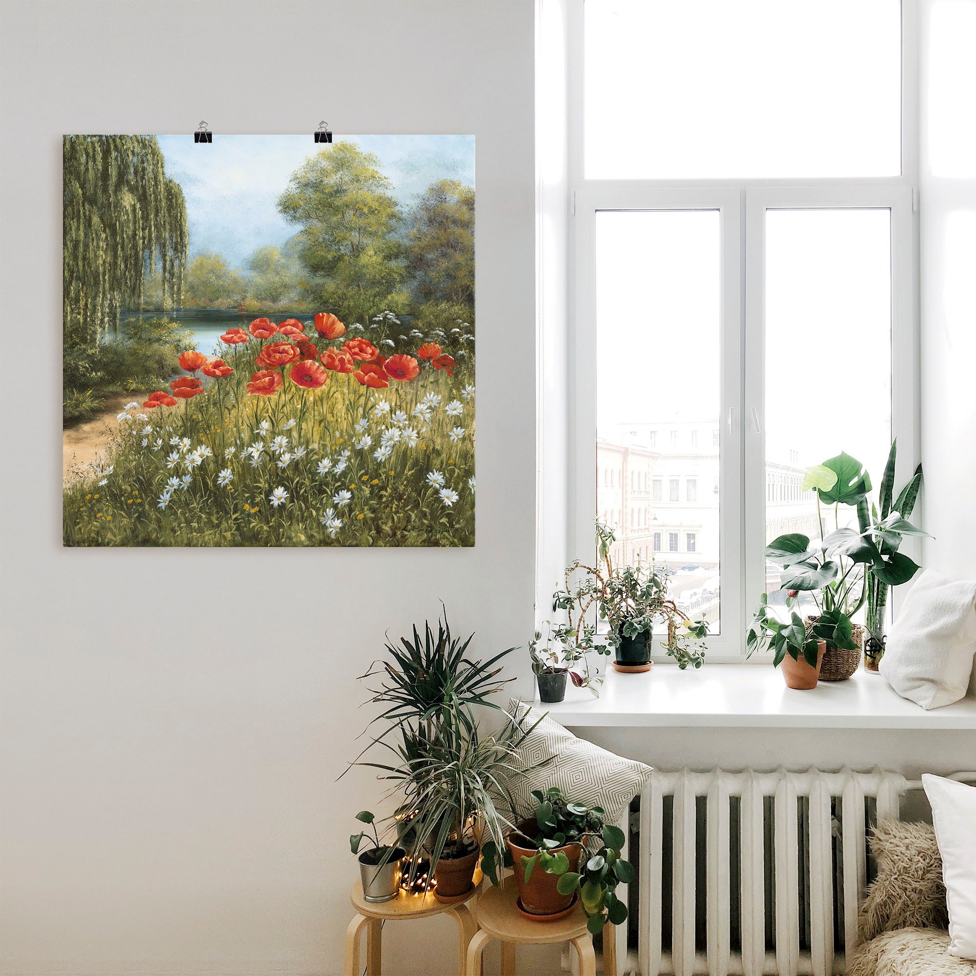 Artland Wandbild "Mohnwiese am See" Blumenwiese 1 Stk. tlg. als Alubild, Ou günstig online kaufen