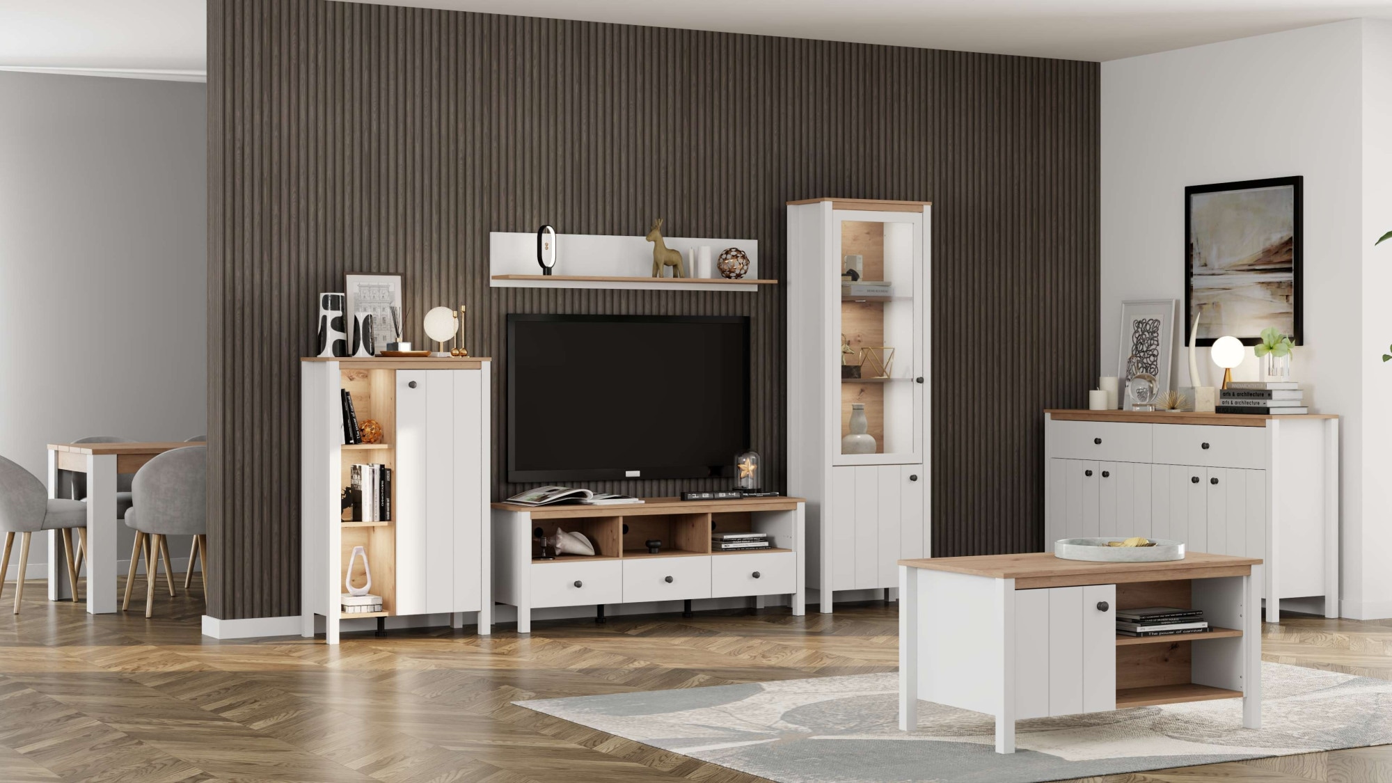 Home affaire Lowboard »BEDFORD, TV-Board, TV-Kommode, TV-Schrank, TV-Unterschrank, TV-Möbel« MDF-Profil 2D ummantelt, Hotstamping