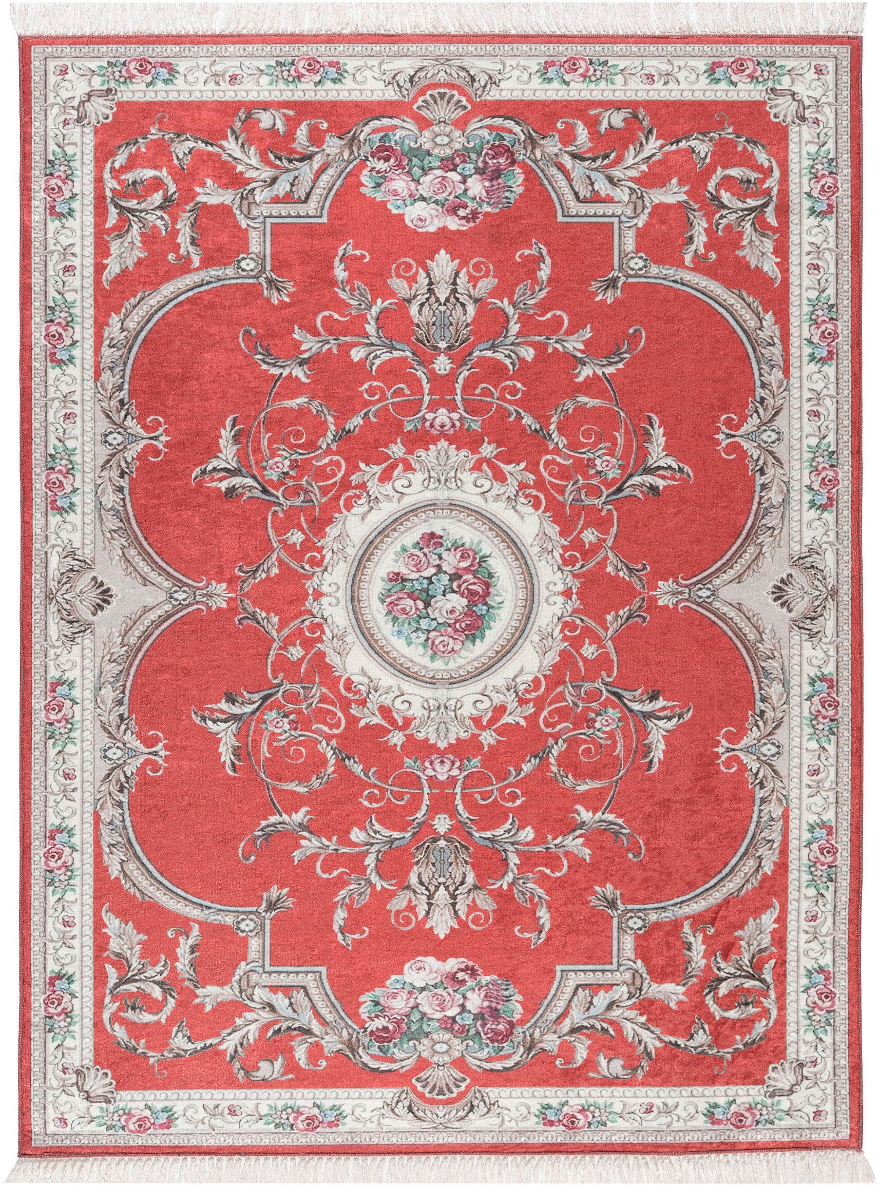 Sehrazat Teppich »Vintage 7000«, rechteckig, 6 mm Höhe, Flachflor, Blumen Vintage, Anti Rutsch, waschbar, Wohnzimmer
