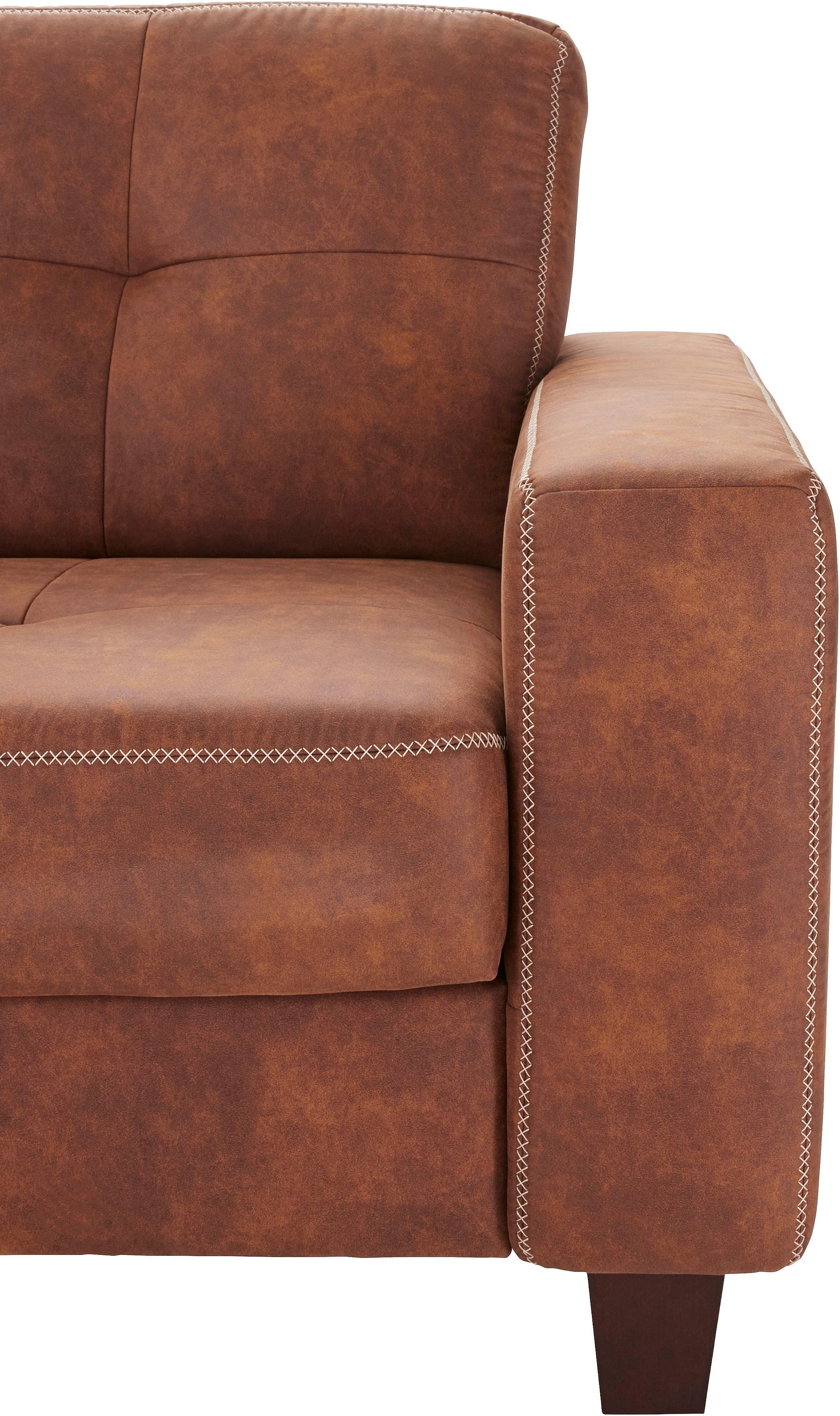 Places of Style Ecksofa »Varese L-Form«, Kreuznaht in beige