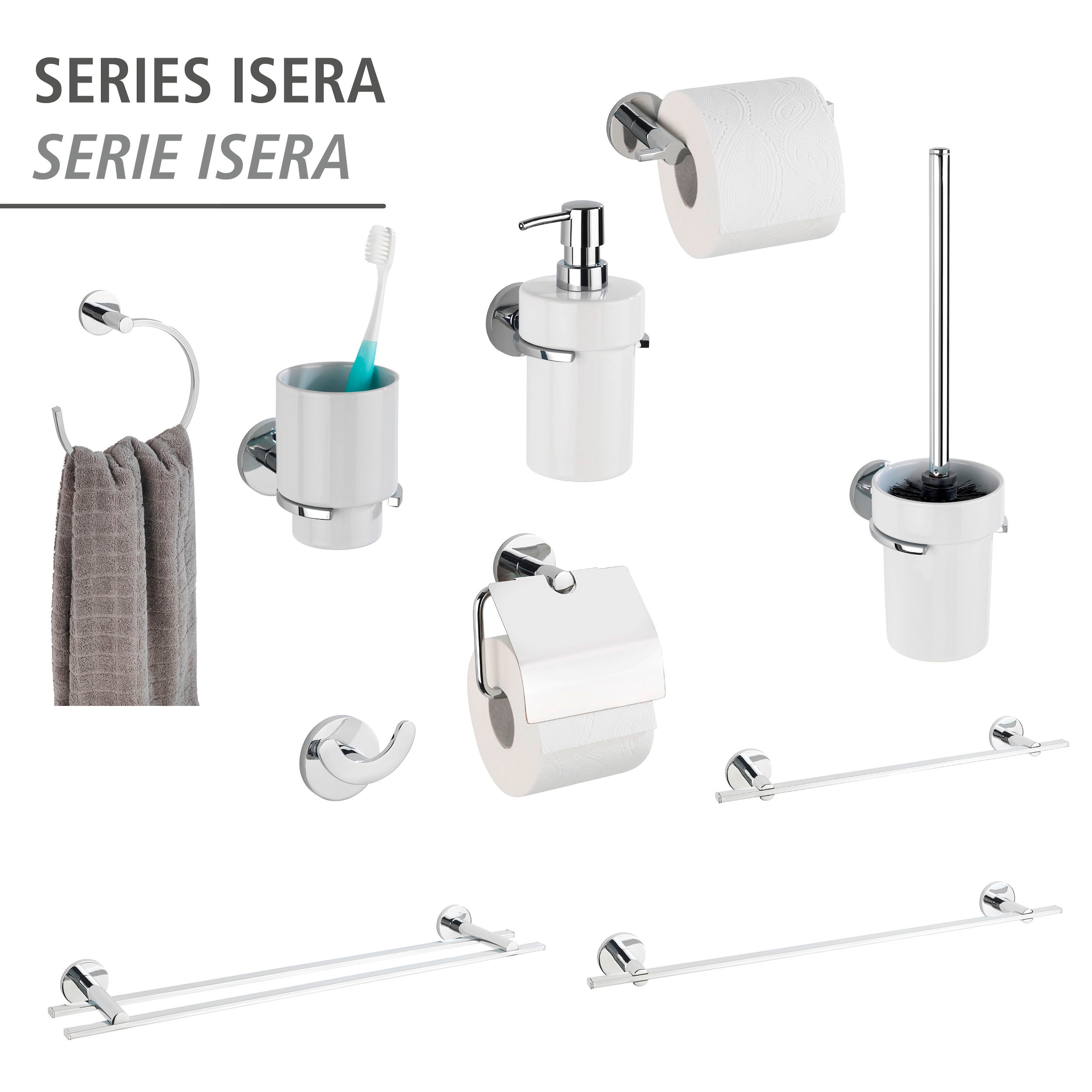WENKO WC-Garnitur »UV-Loc® Isera«, aus Edelstahl, befestigen ohne Bohren mit UV-Loc