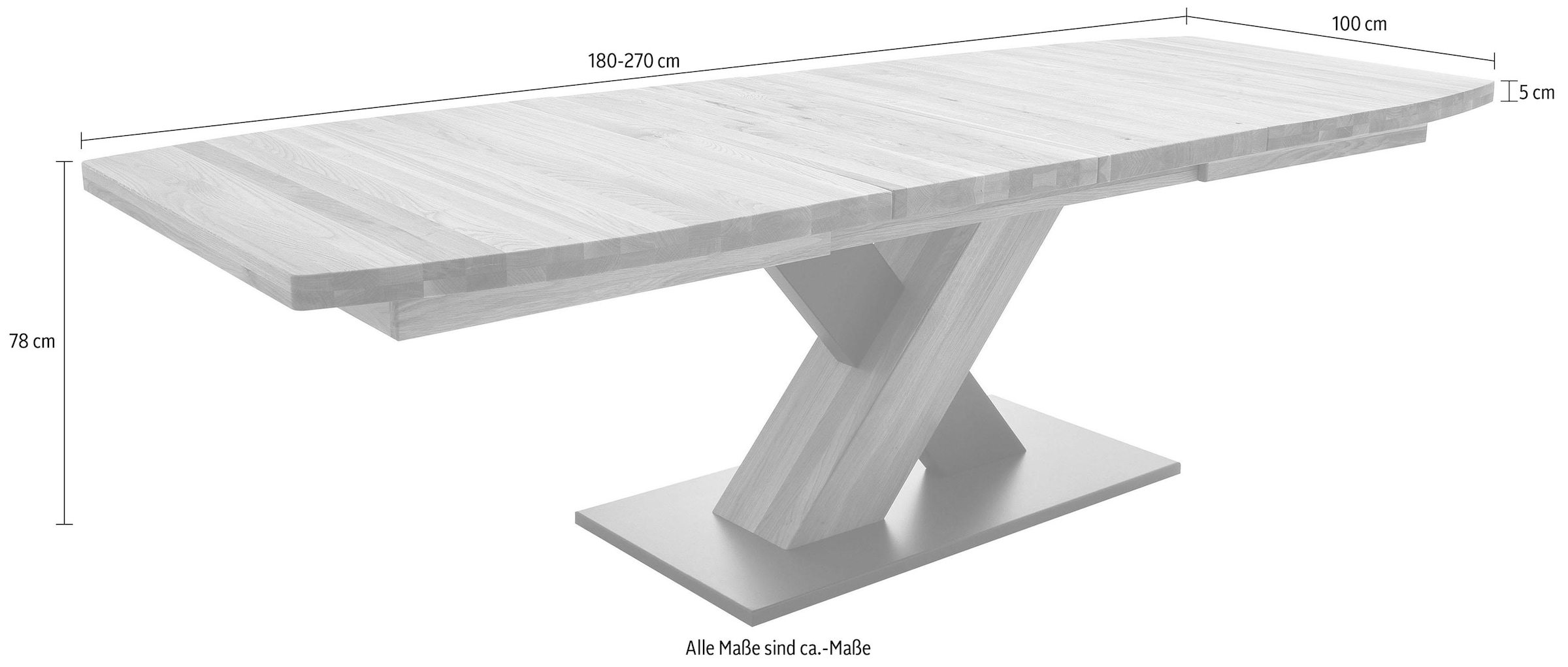 6. Bild von MCA furniture Esstisch »Mendoza«, Esstisch Bootsform mit X-Säule, ausziehbar