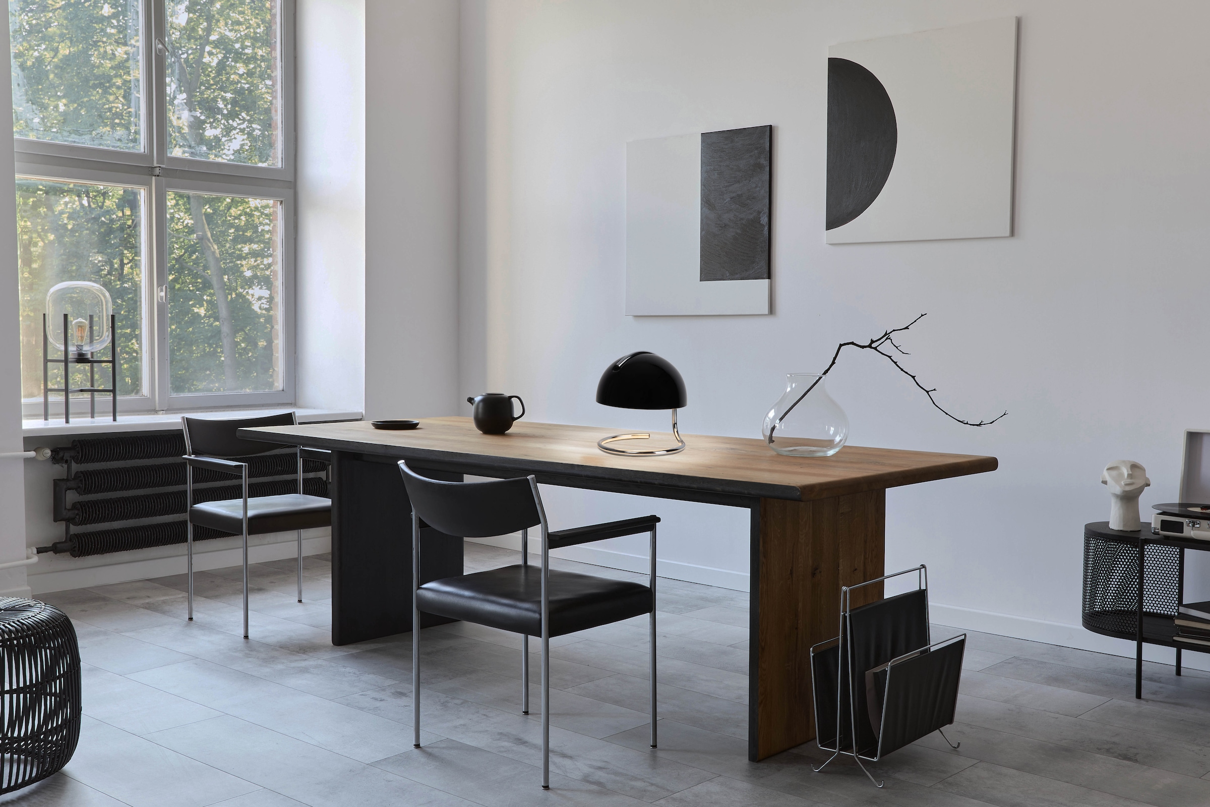näve Tischleuchte »Burano« E27 1 Stk. halbkugelförmiger Glasschirm, 1x E27, Zuleitung schwarz 150cm