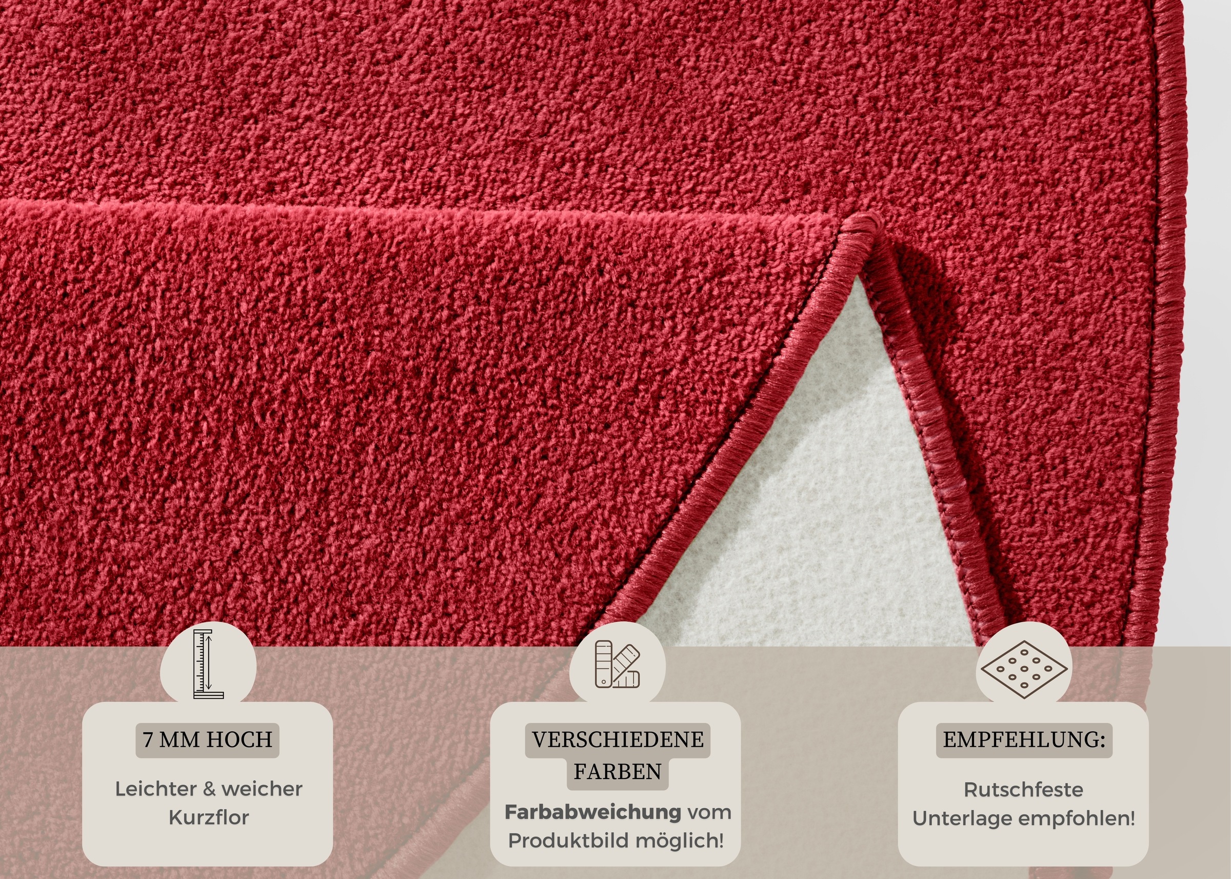HANSE Home Teppich »Fancy«, rund, 7 mm Höhe, Kurzflor, Weich, Einfarbig, Wohnzimmer, Schlafzimmer, Esszimmer