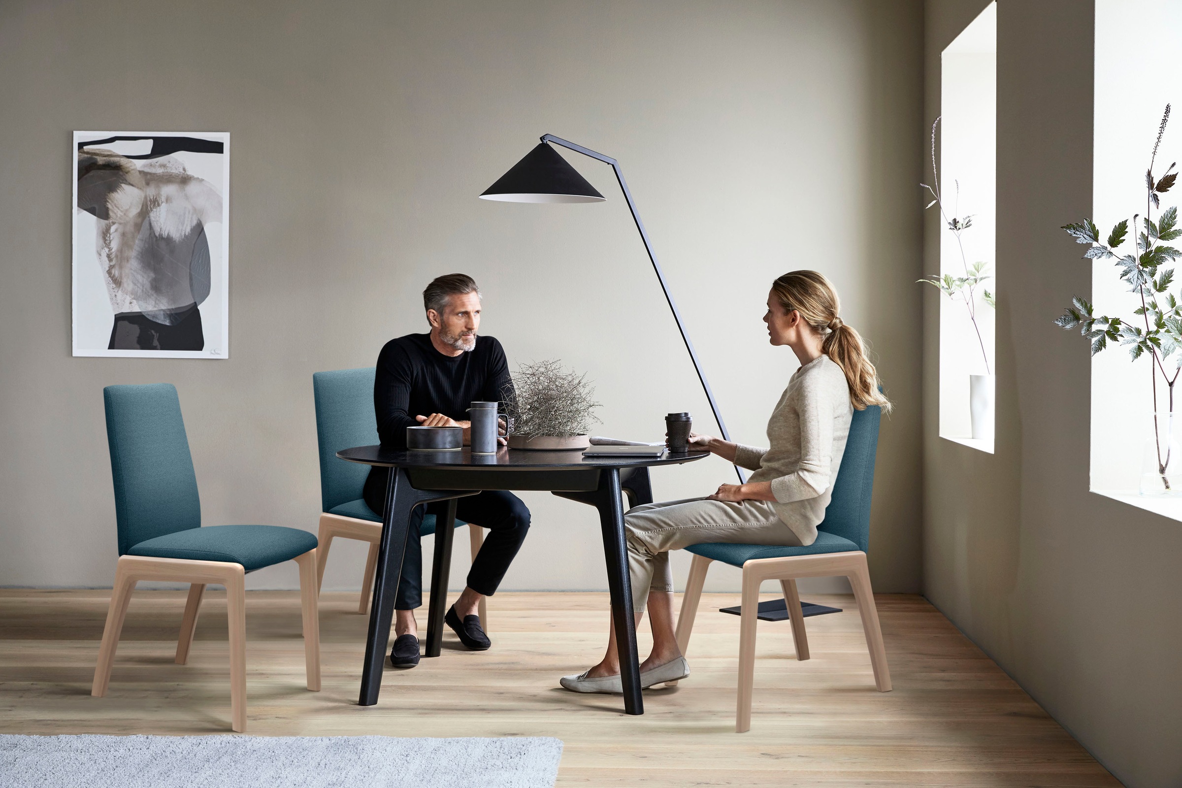 Stressless® Polsterstuhl »Laurel«, ROHLEDER Stoff Q2 FARON, Low Back, Größe L, mit abgerundeten Beinen in Eiche natur