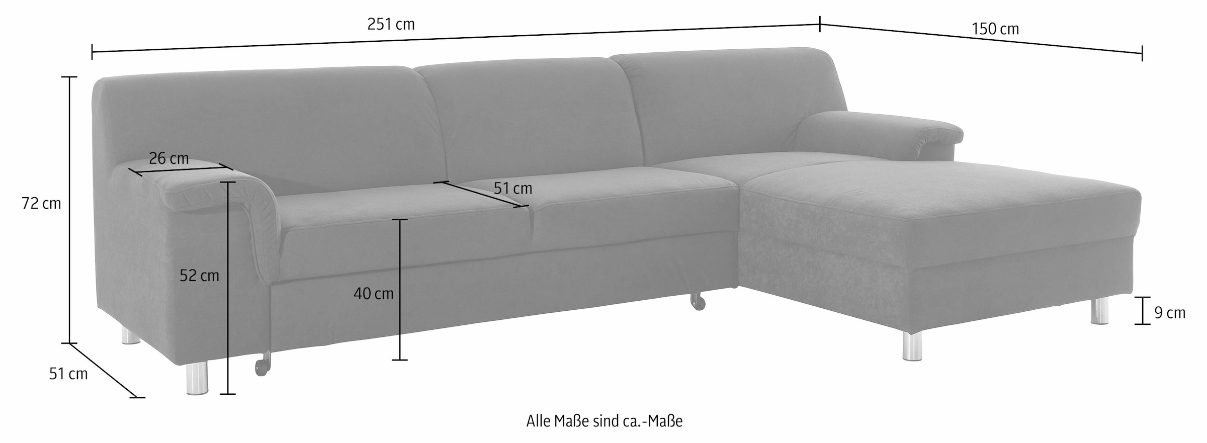 INOSIGN Ecksofa »Jamie, modern und elegant, Fußhöhe 9cm, L-Form,«, wahlweise mit Bettfunktion