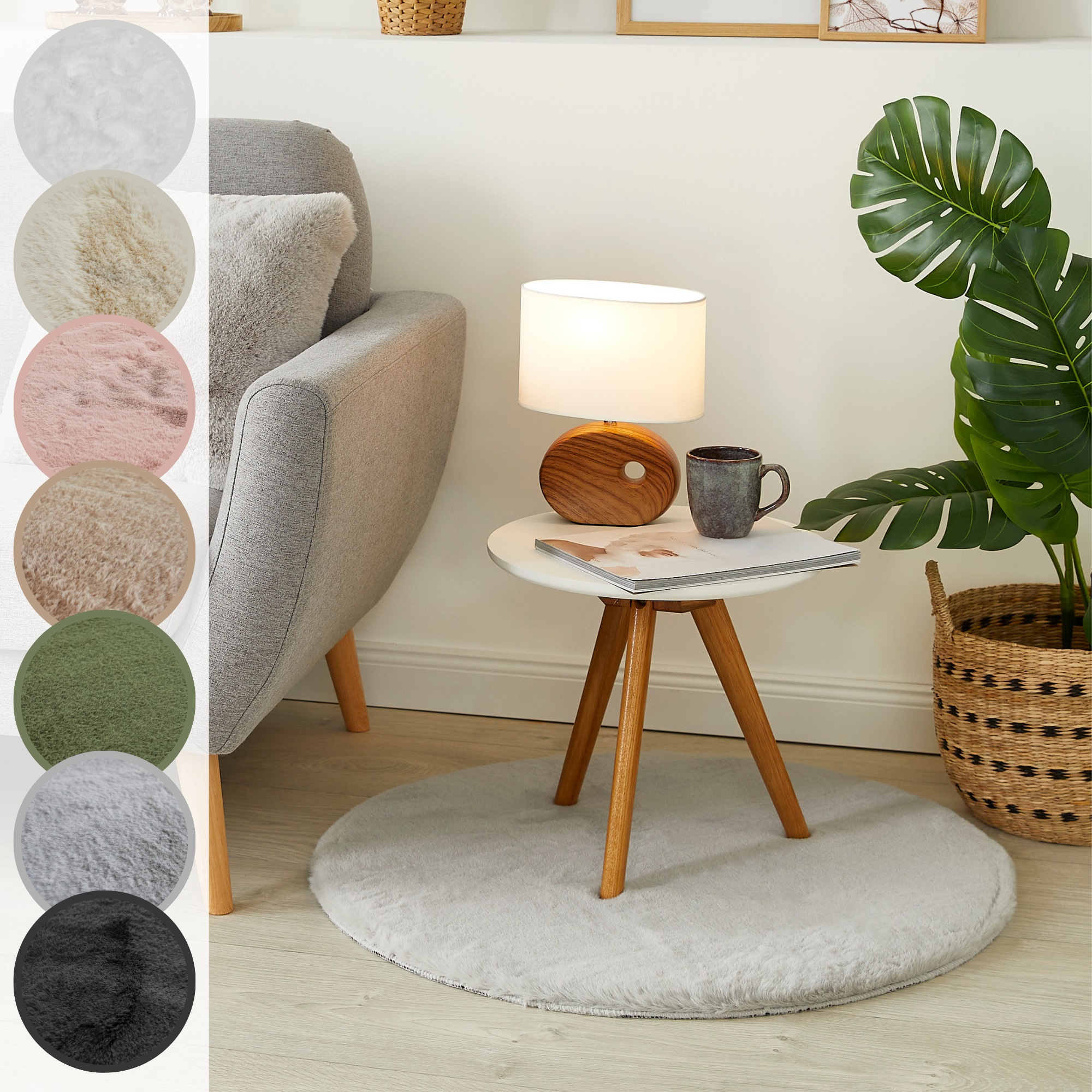LUXOR living Fellteppich »Novara«, rund, 35 mm Höhe, Kunstfell, Kaninchenfe günstig online kaufen