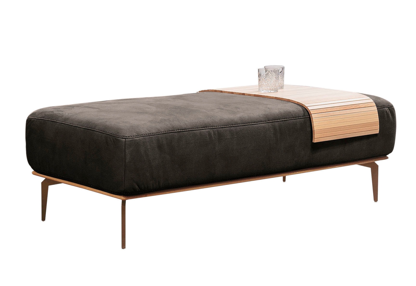 W.SCHILLIG Polsterhocker »run«, mit Holzsockel, Füße in Bronze pulverbeschichtet, Breite 150 cm