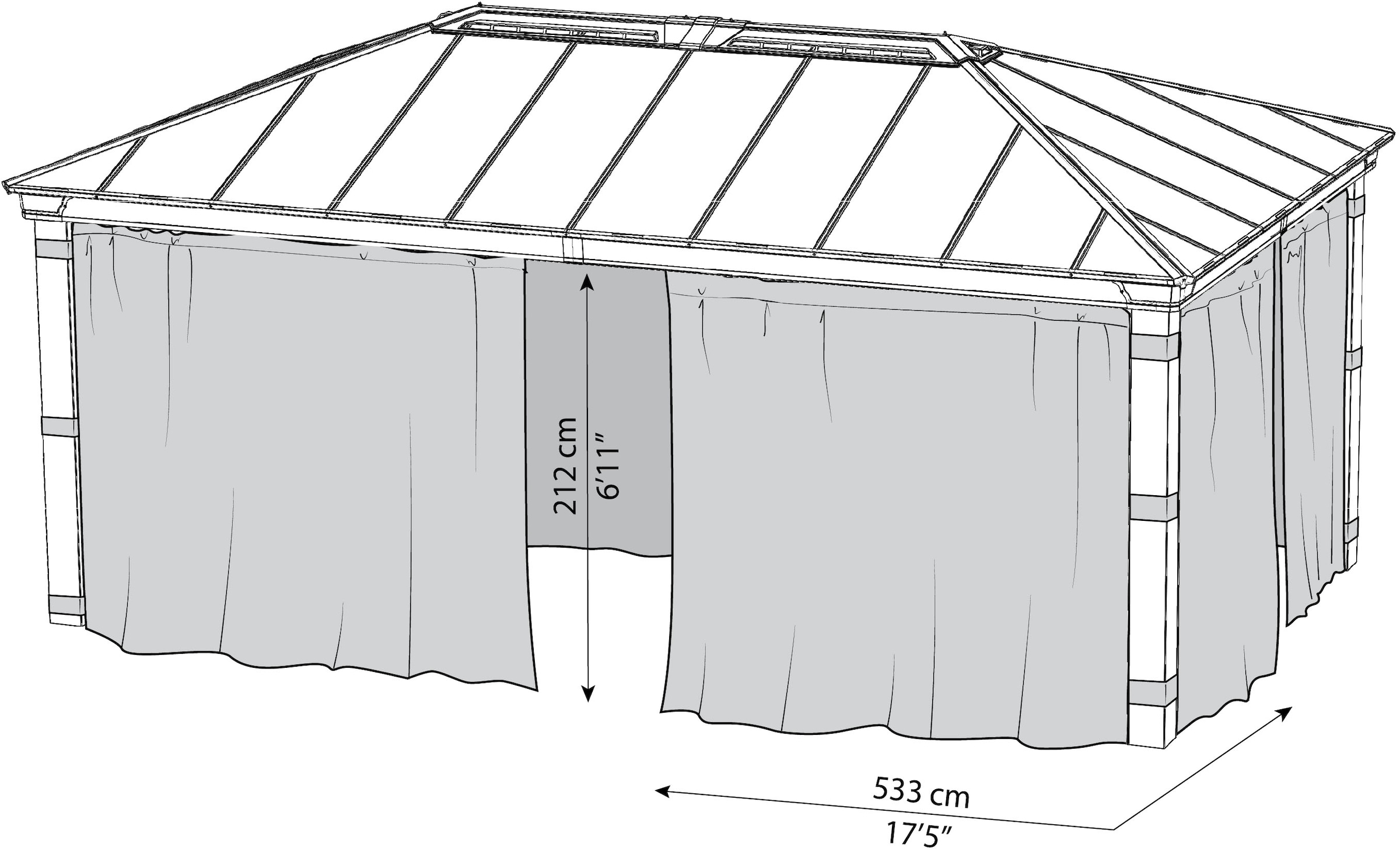 Palram - Canopia Pavillonseitenteil »Vorhang-Set Dallas Garden Gazebo«, langlebig & robust
