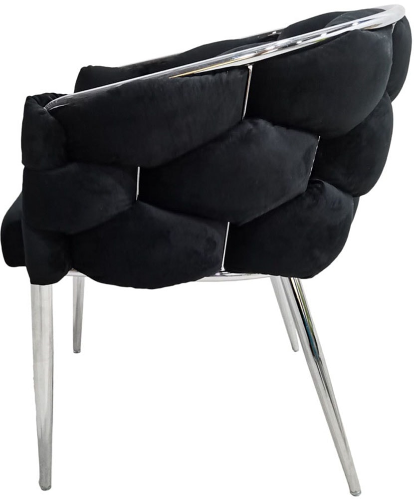 Kayoom Polsterstuhl »Stuhl Grace 125 2er-Set, Gestell aus Eisen, bequem gepolstert«, (Set), 2 St., Graziöses Design, absolutes Eye-Catcher, geflochtener Rücken