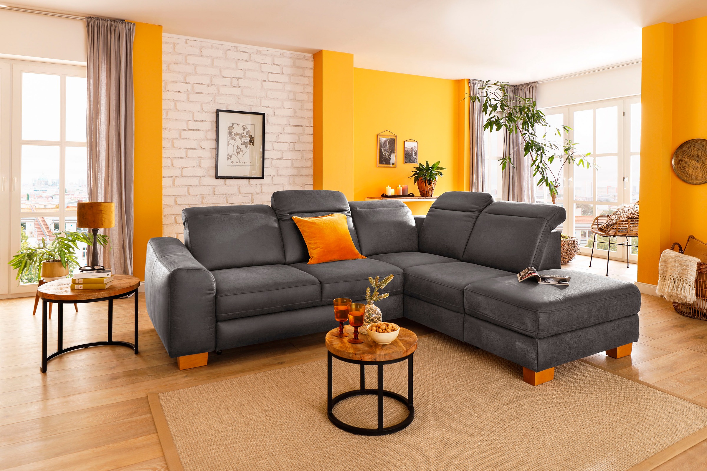 Home affaire Ecksofa »Dundee L-Form«, wahlweise mit Kopfteilverstellung und günstig online kaufen