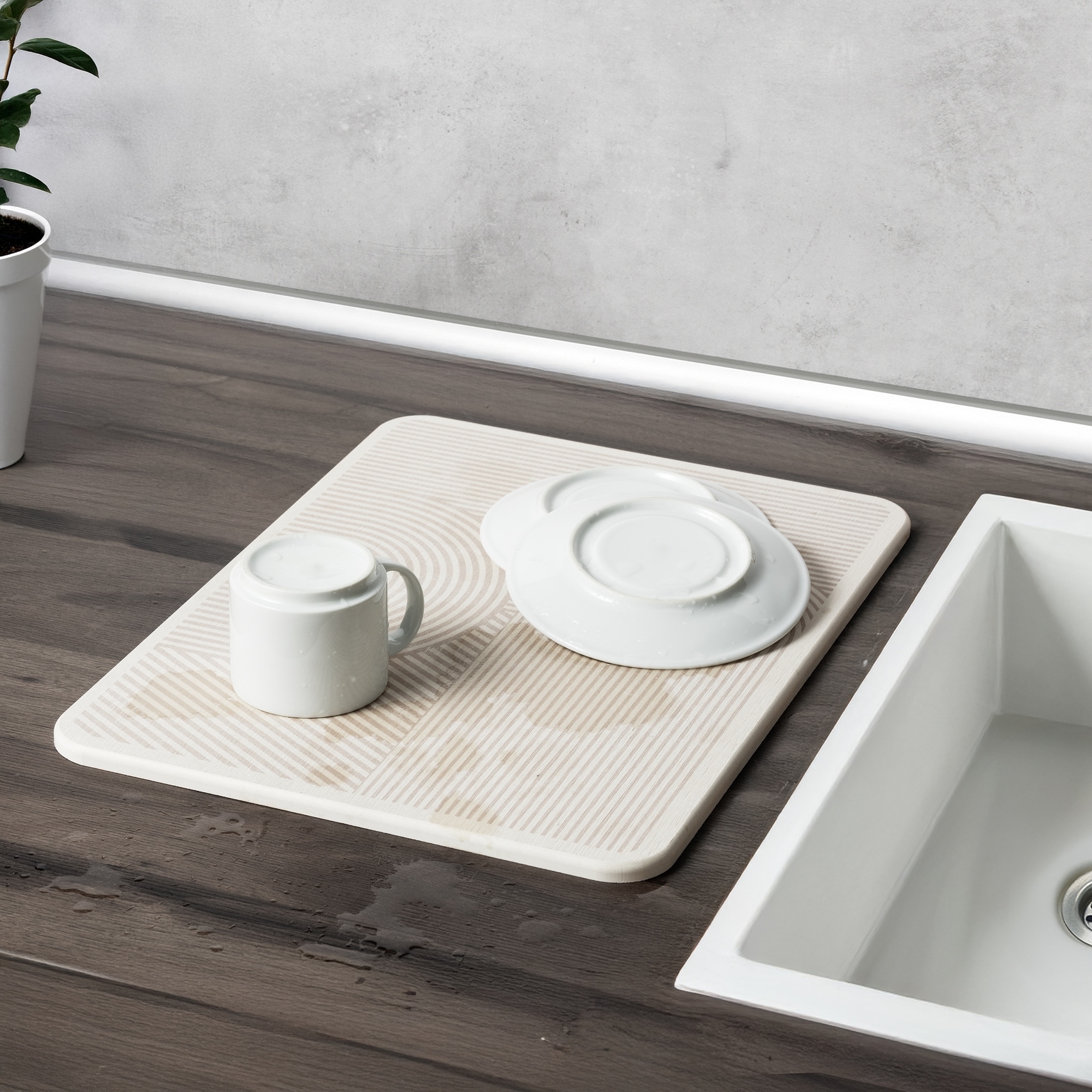 WENKO Abtropfmatte »Modell Damon« Abtropfplatte für Geschirr aus Kieselgur, schnelltrocknend, rutschfest