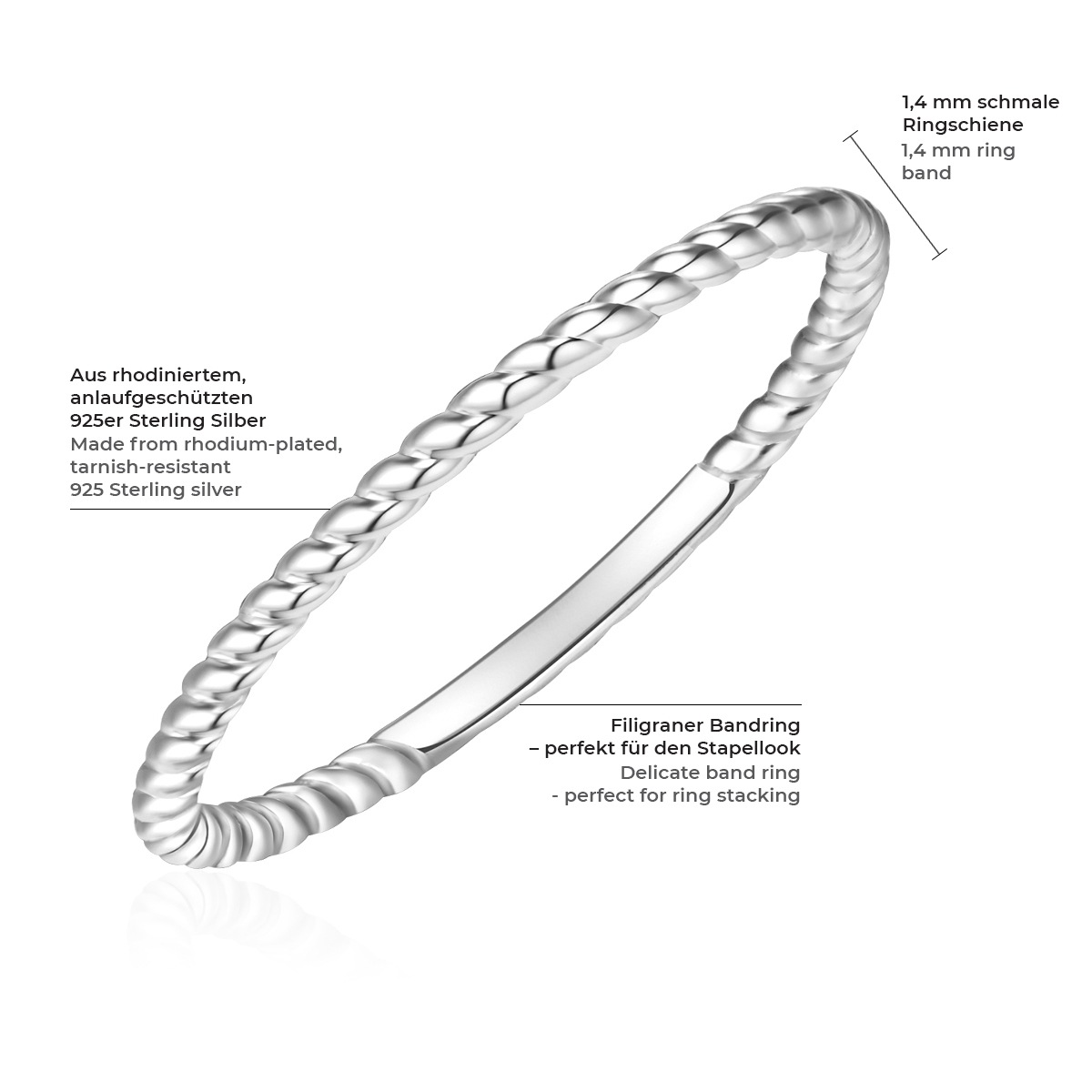Glanzstücke München Fingerring »X983«, (1 tlg.), aus Sterling Silber