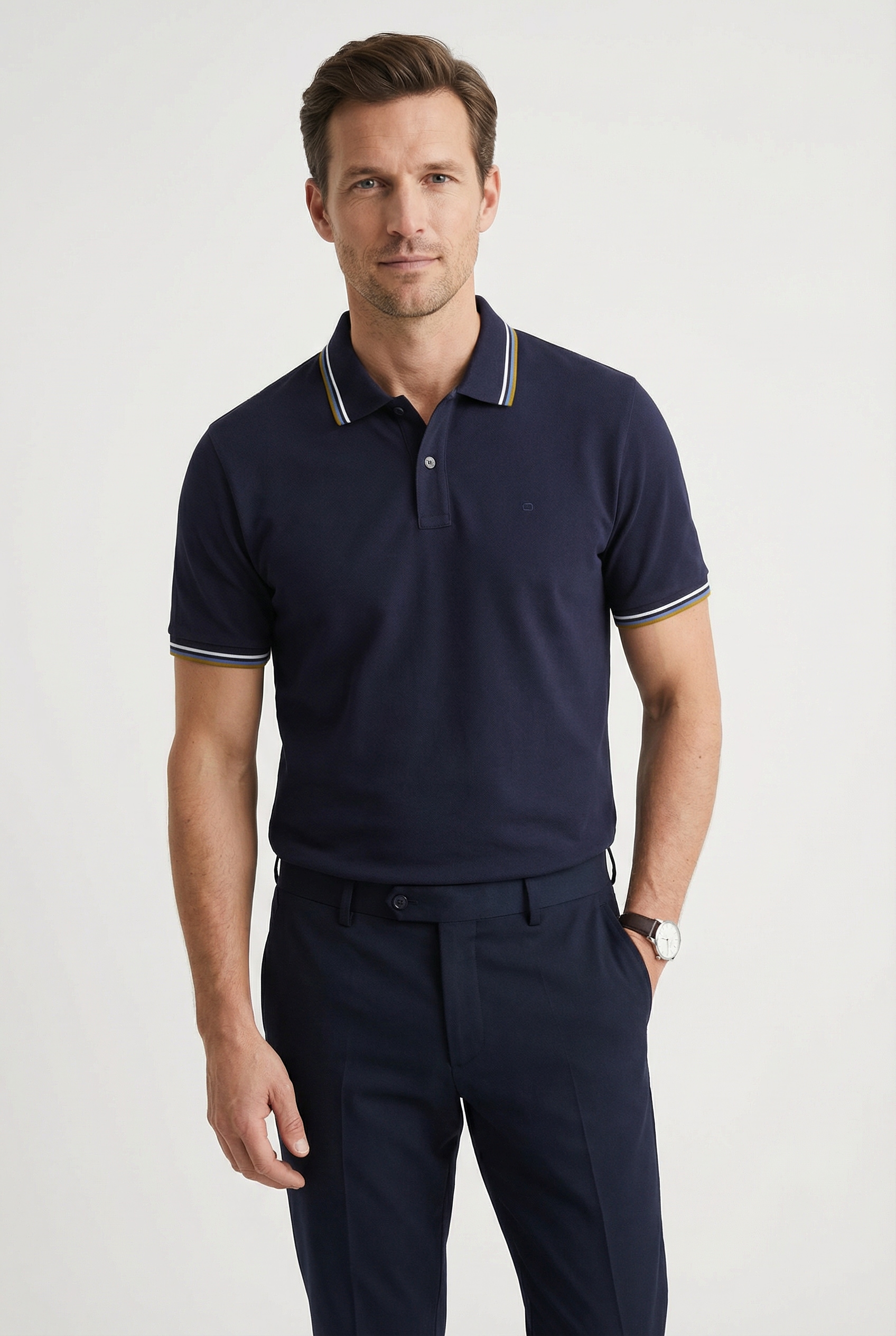 OLYMP Poloshirt »Casual« farbliche Kontrast-Details