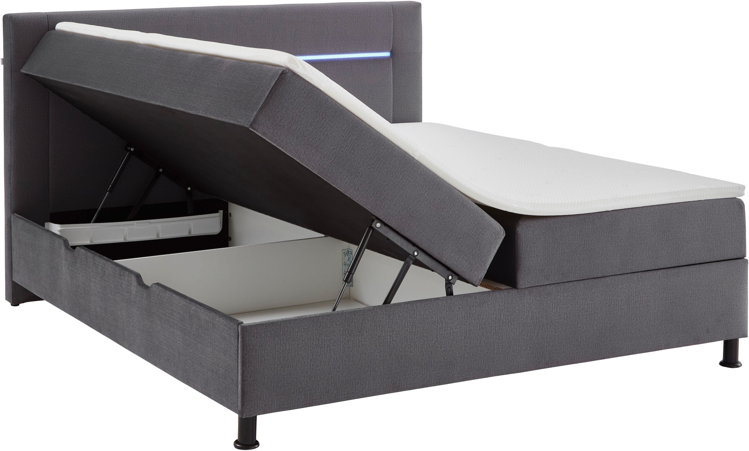 INOSIGN Boxbett »Escalon LED mit Bettkasten, inkl. Topper, LED-Lichtleiste im Kopfteil«, erhältlich in den Breiten 120x200cm und 180x200cm