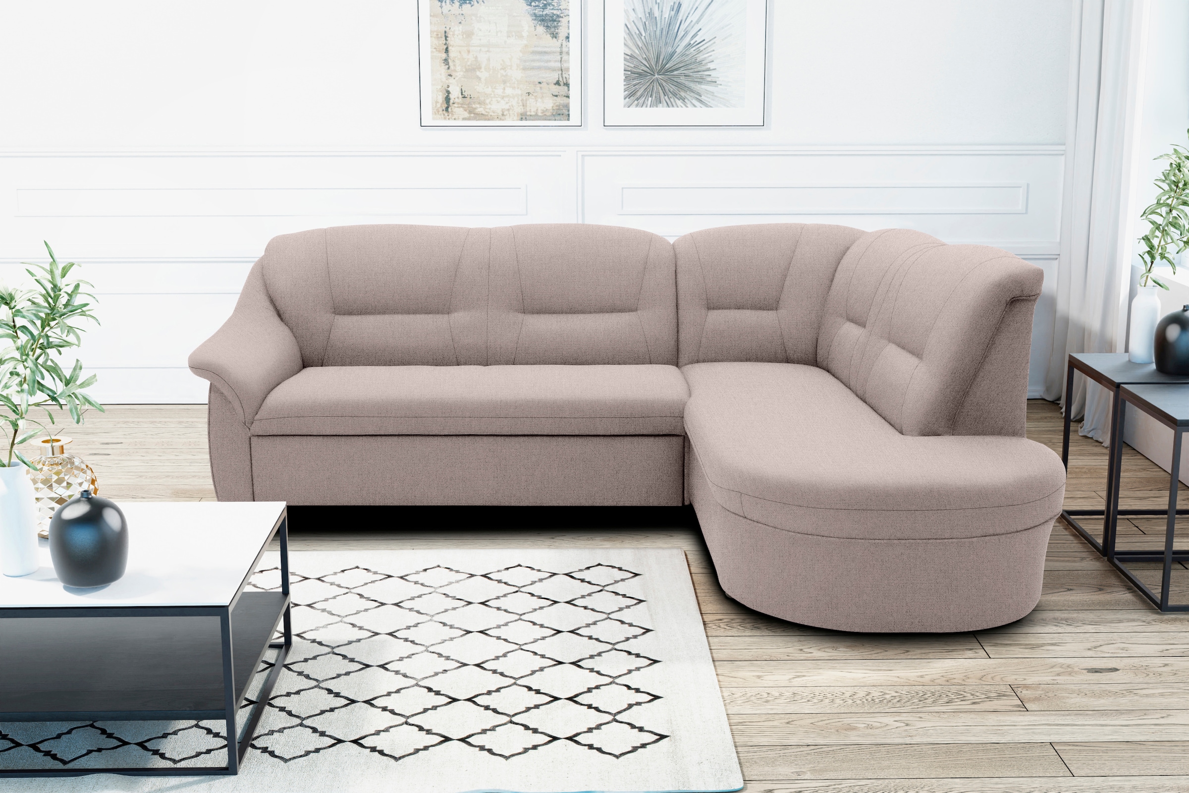 DOMO collection Ecksofa »Faenza für kleine Räume, Stellmaße 232x176cm, komf günstig online kaufen