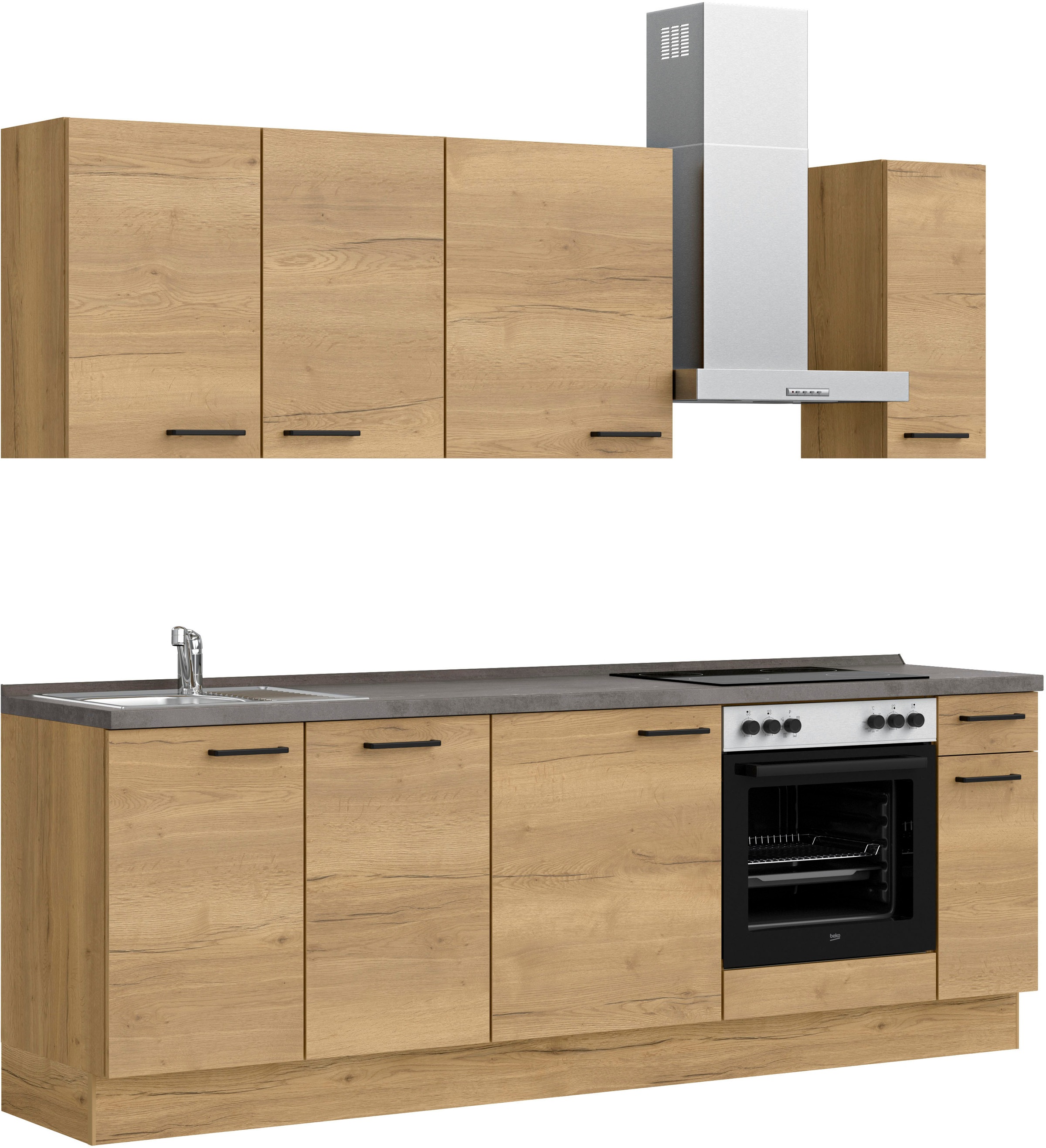 nobilia® Küchenzeile »"Structura I"«, vormontiert, Ausrichtung wählbar, Breite 240 cm, wahlw. mit E-Geräten
