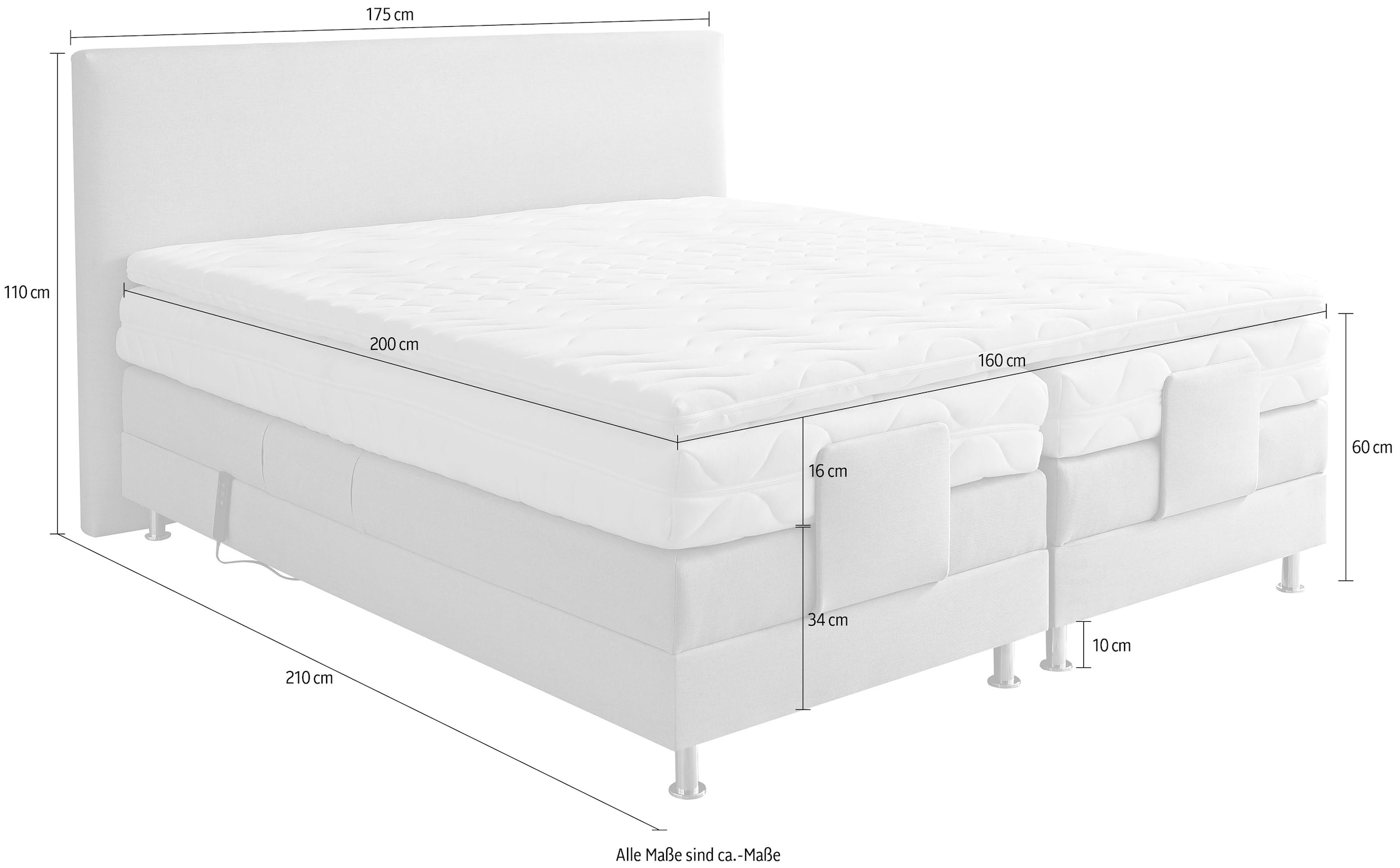 Westfalia Schlafkomfort Boxbett »Lissabon wahlweise in den Breiten 160x200cm, 180x200cm & 200x200cm«
