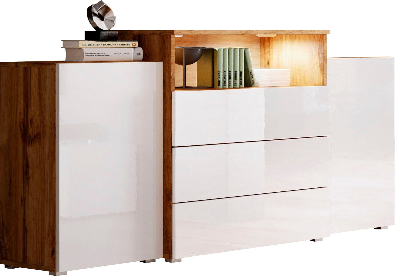 INOSIGN Sideboard »URBAN III«, Moderne Kommode mit 3 Schubladen und 4 Fächern, Breite 150 cm