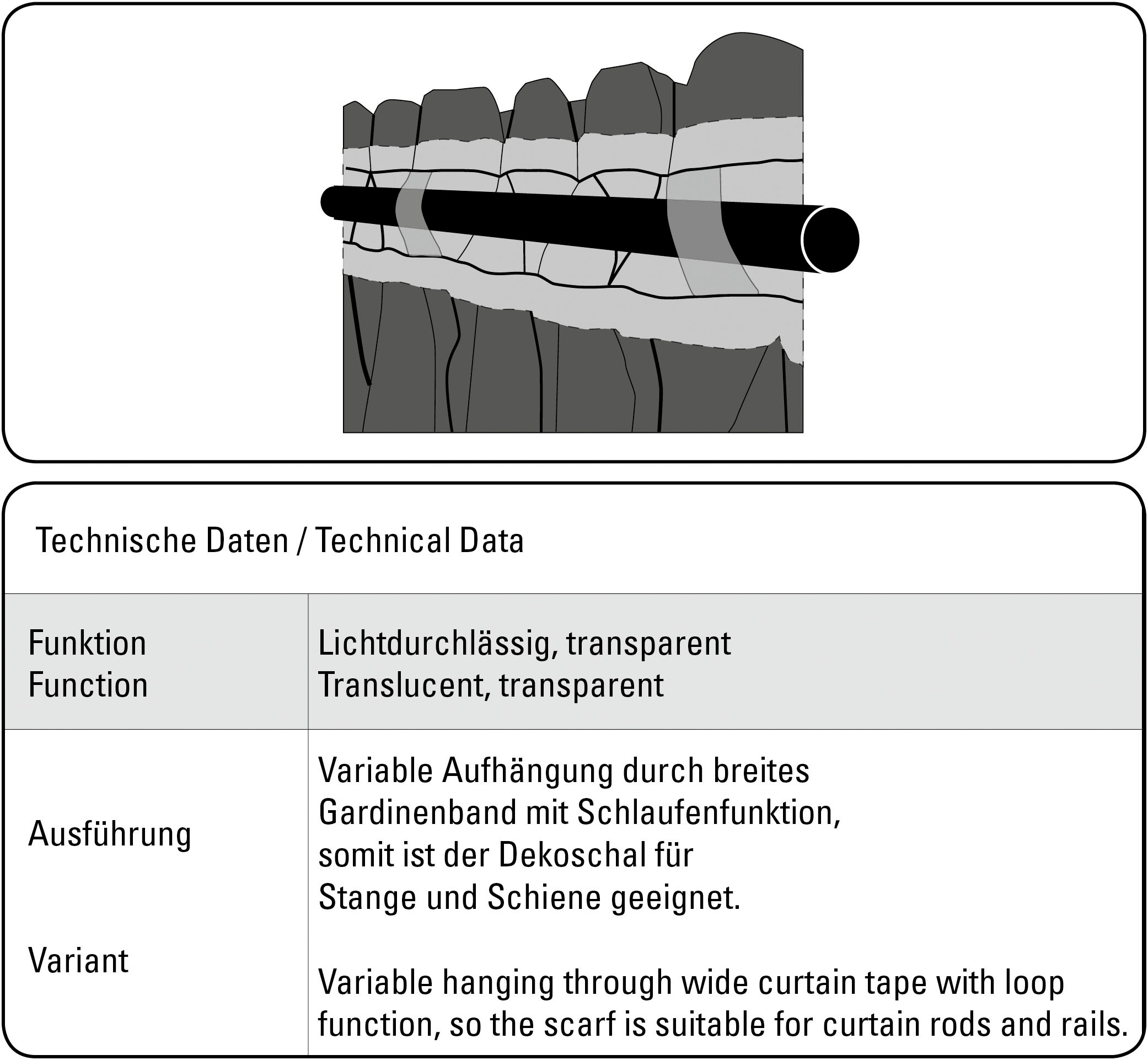 Gardine »Schal Scherli«, (1 St.), mit Gardinenband und verdeckten Schlaufen