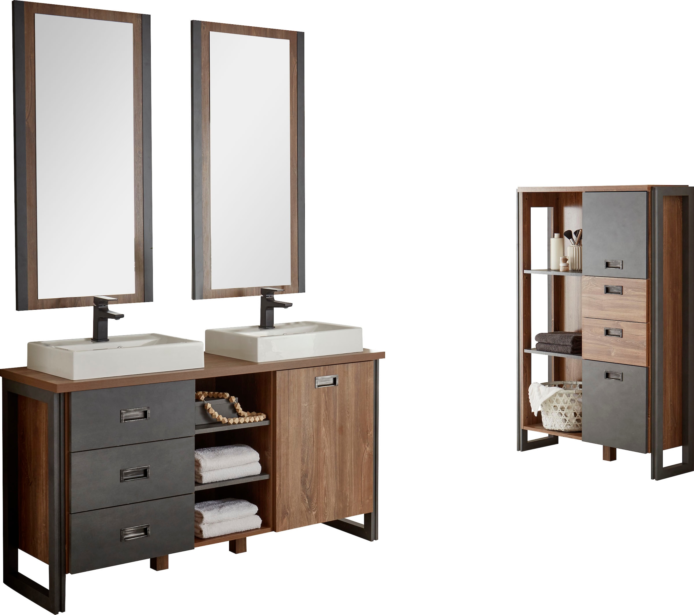 Home affaire Badmöbel-Set »Detroit, Bad im Industrialdesign, 3-teiliges Bad günstig online kaufen