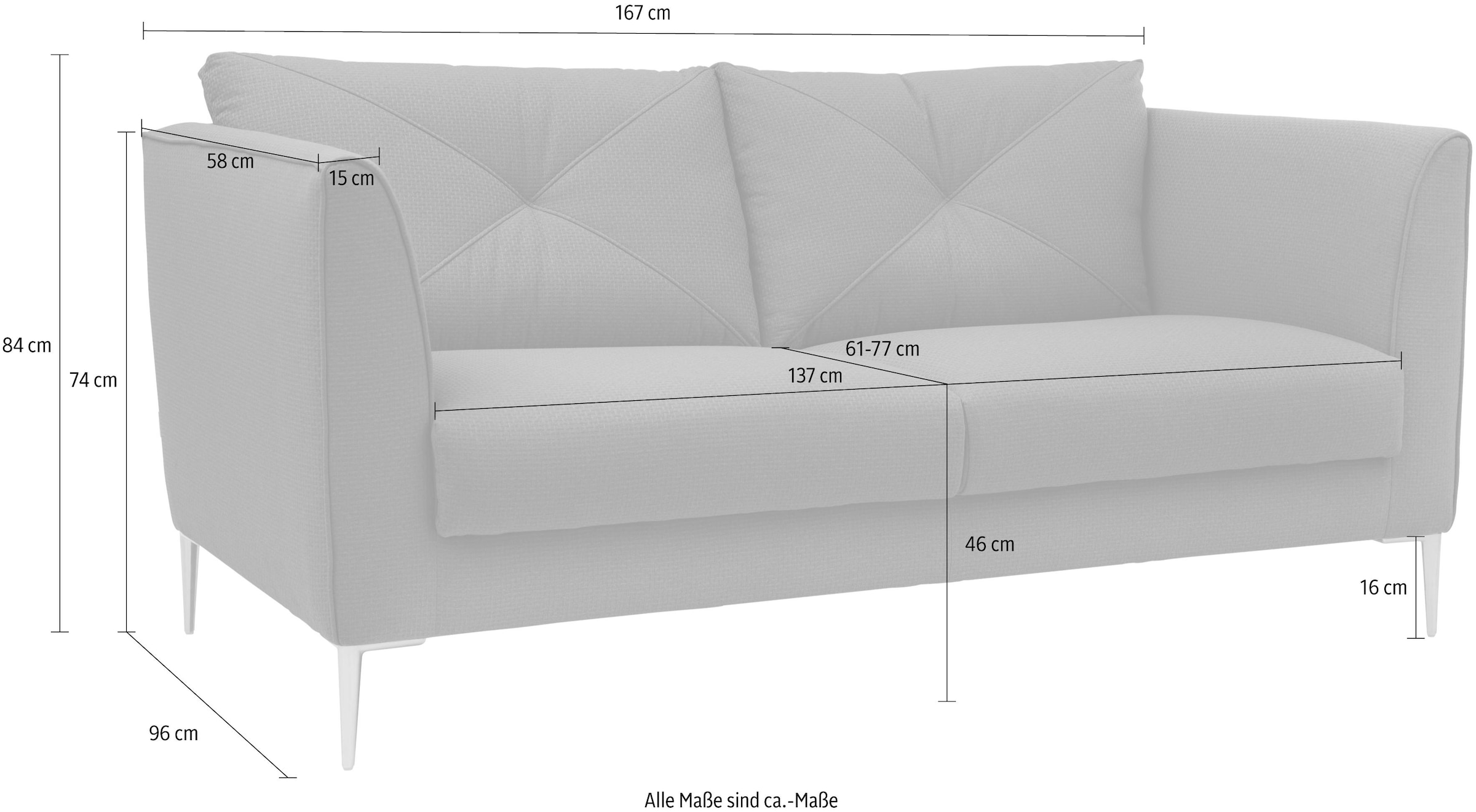 Guido Maria Kretschmer Home&Living 2-Sitzer »Lille«, Breite 167 cm