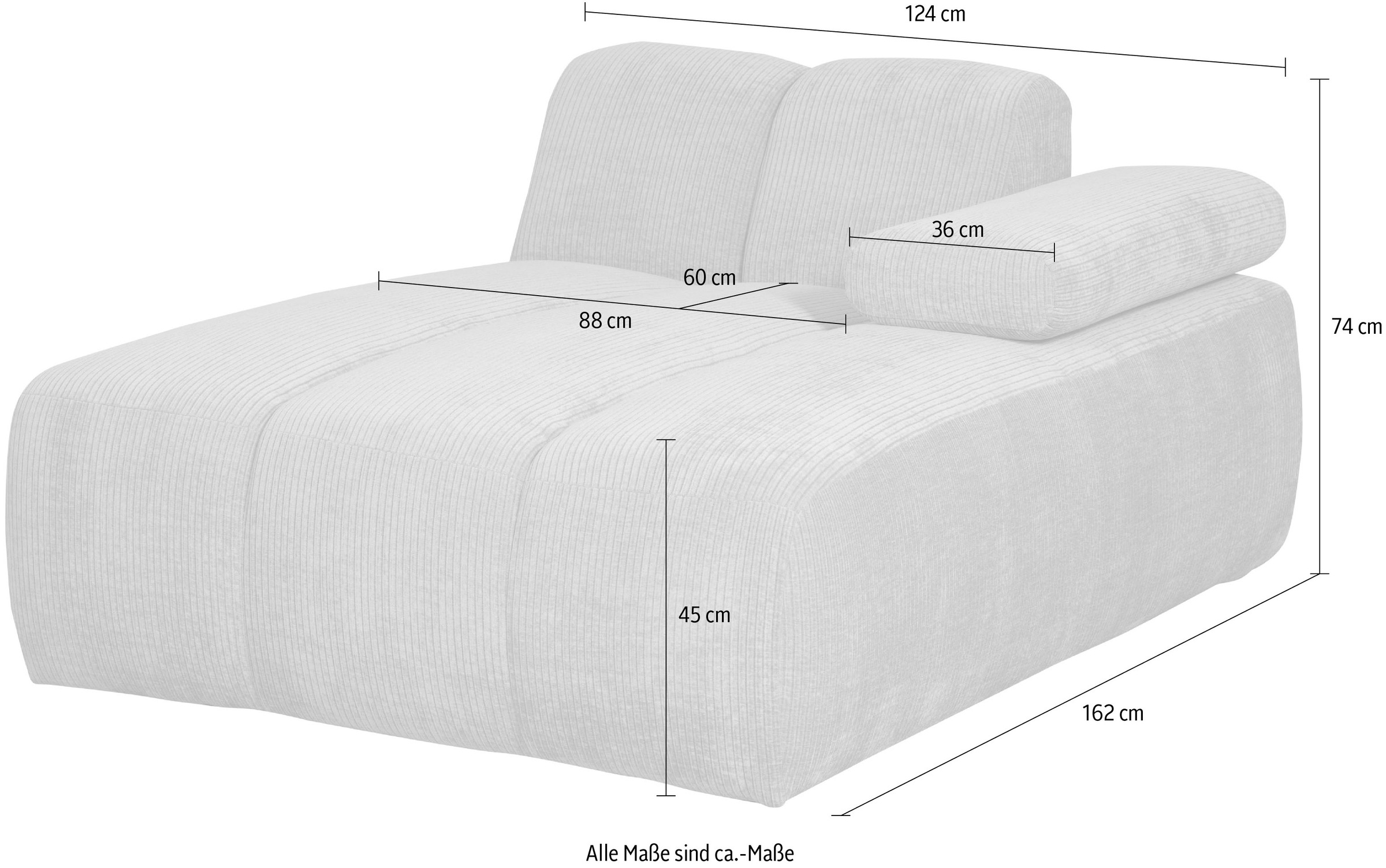 WOOOD Sofaelement »Mojo Bouclé-Bezug mit verstellbarer Armlehne B 124 x D 97 x H 74 cm« Maximale Verschleißfestigkeit, Tragkraft 120 kg, montiert geliefert