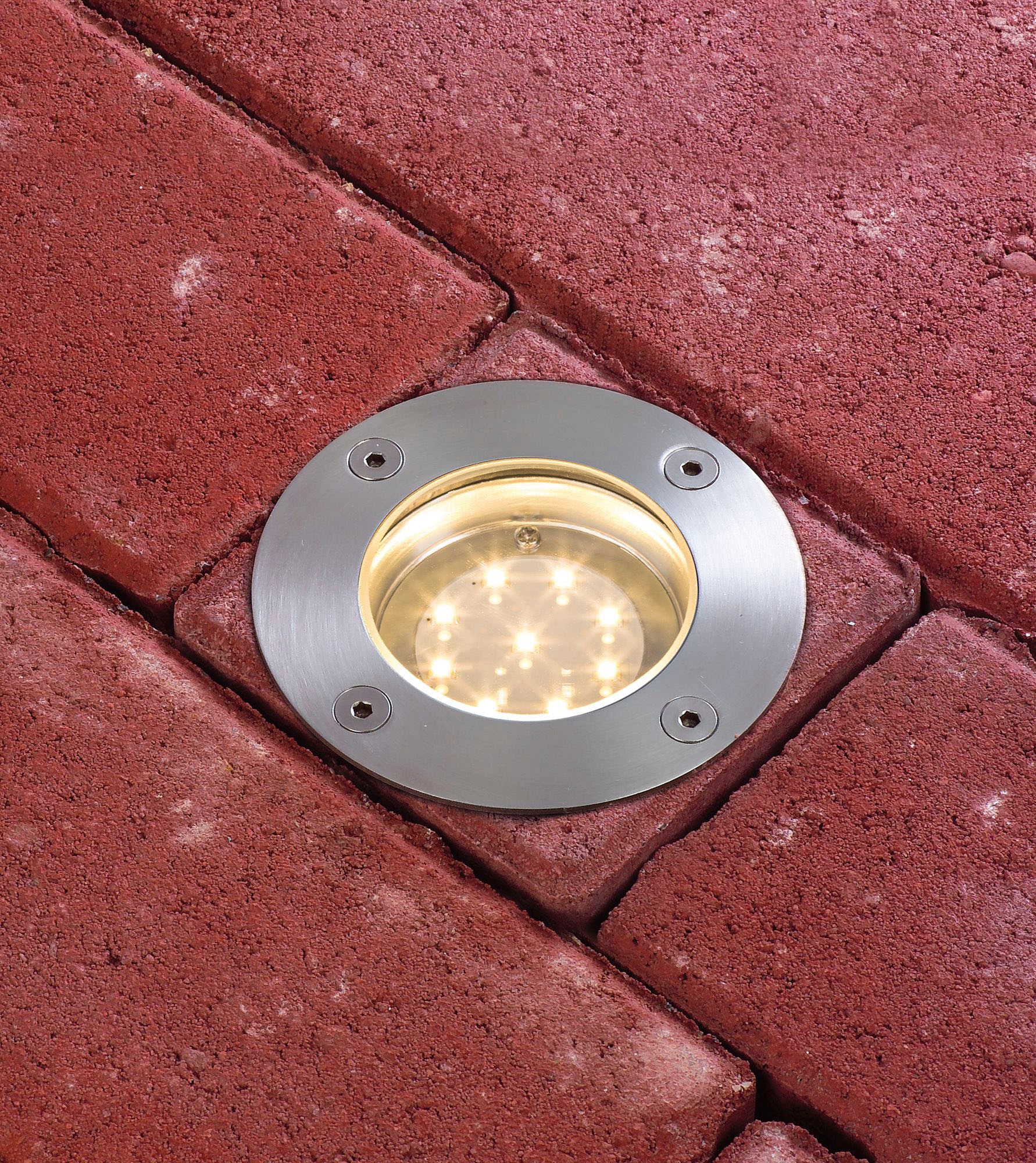 Paulmann LED Einbauleuchte »Outdoor 230V Boden rund LED 1,2W 2700K 110mm Edelstahl/Metall«, 1 flammig, Outdoor 230V Boden rund LED 1,2W 2700K 110mm Edelstahl/Metall