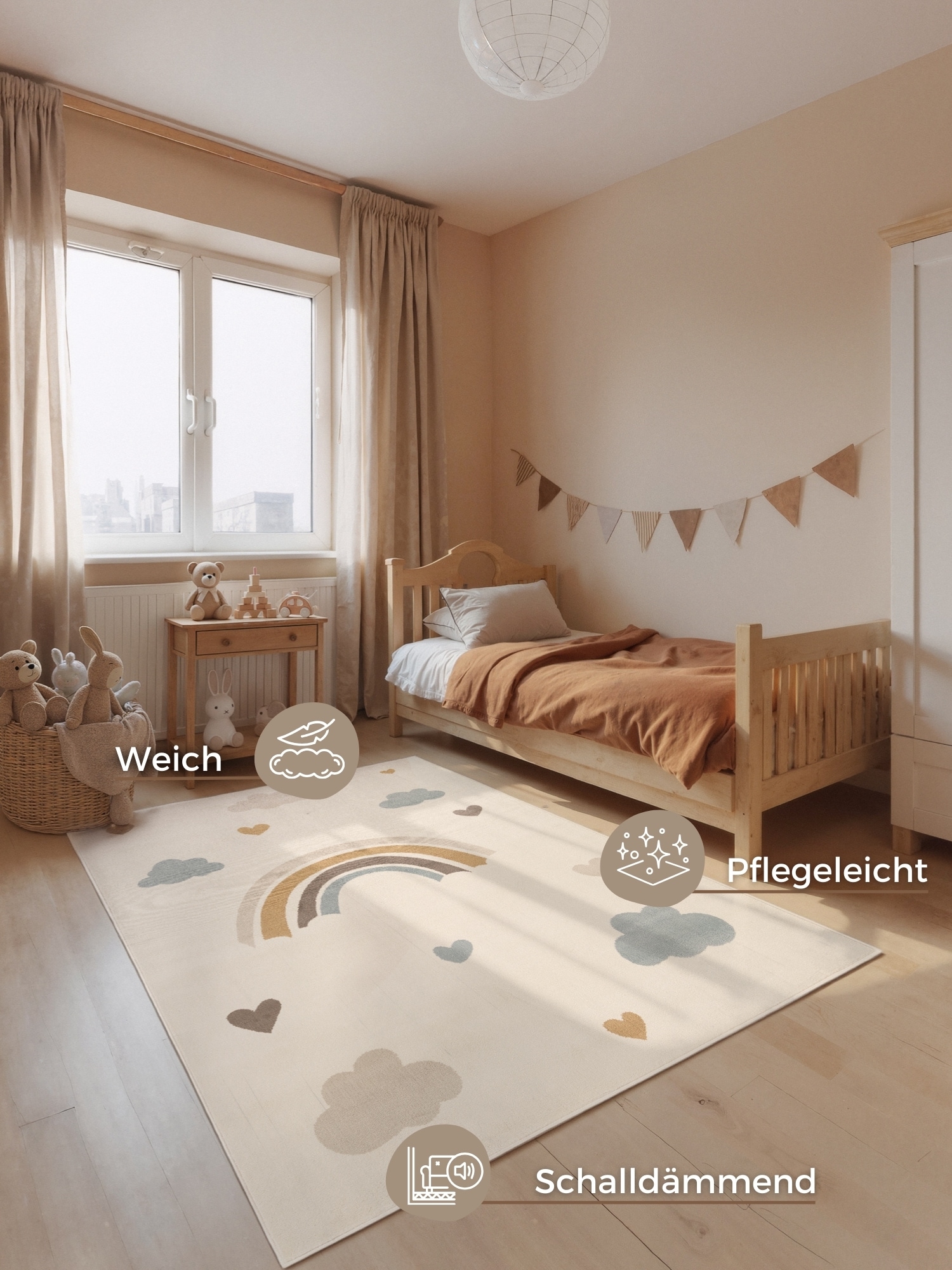 HANSE Home Kinderteppich »Skyla« rechteckig 10 mm Höhe Pflegeleicht, Weich, Kinderzimmer, Spielteppich, Spielunterlage